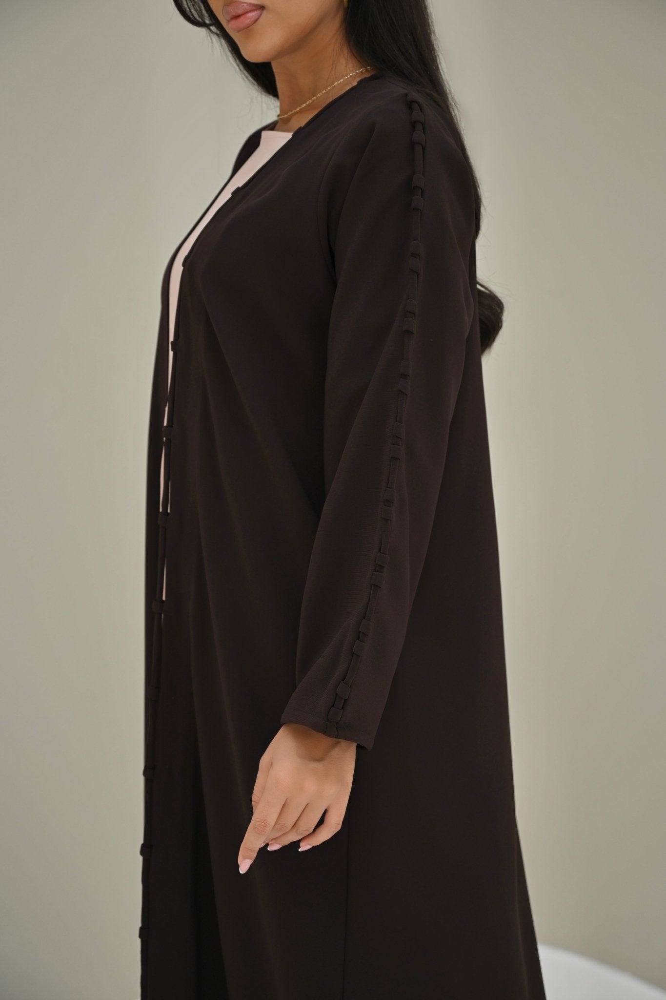 C 0510 Deep Brown 3D Abaya