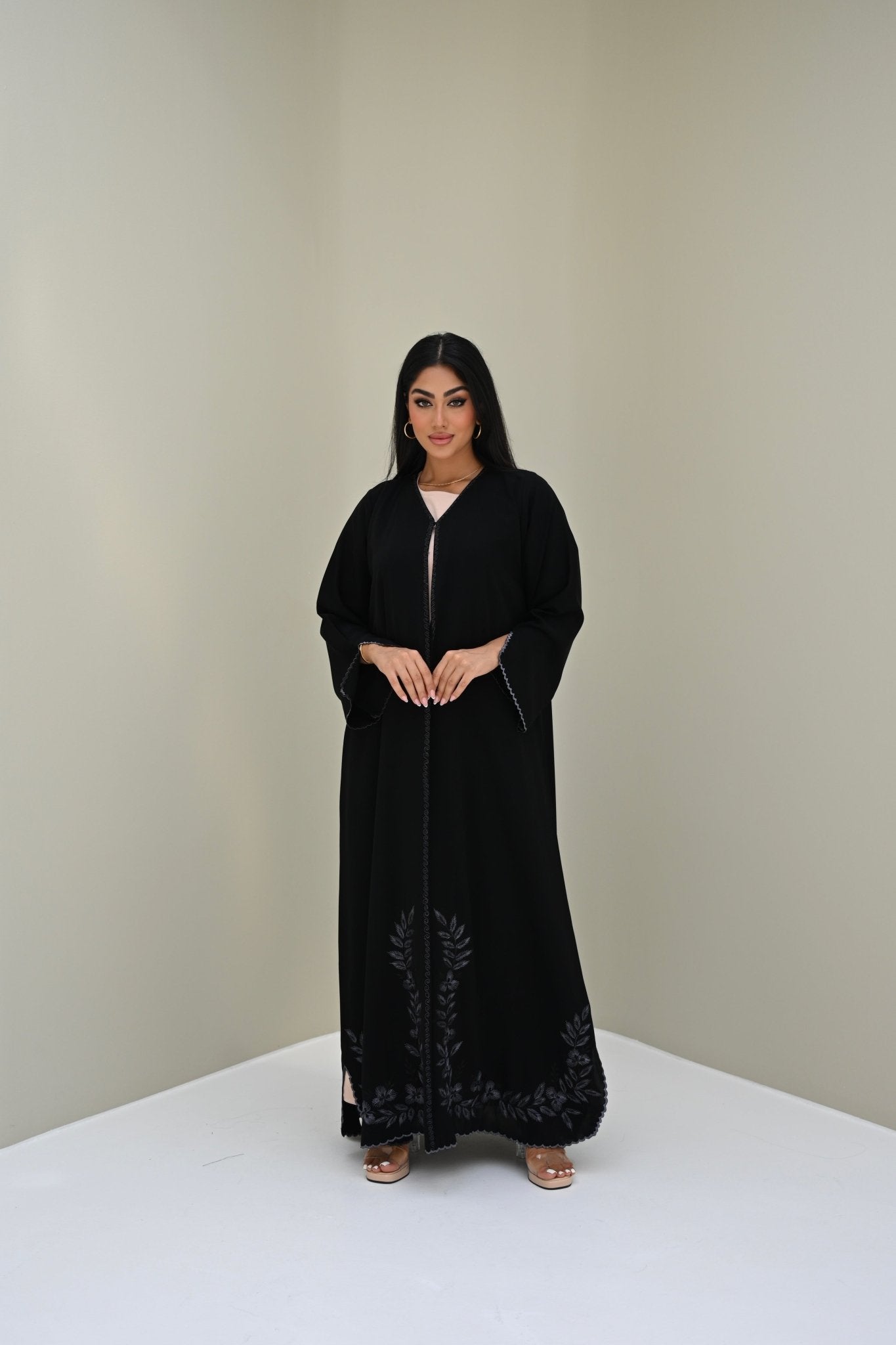 C 0511 Black Embroidered Work Abaya