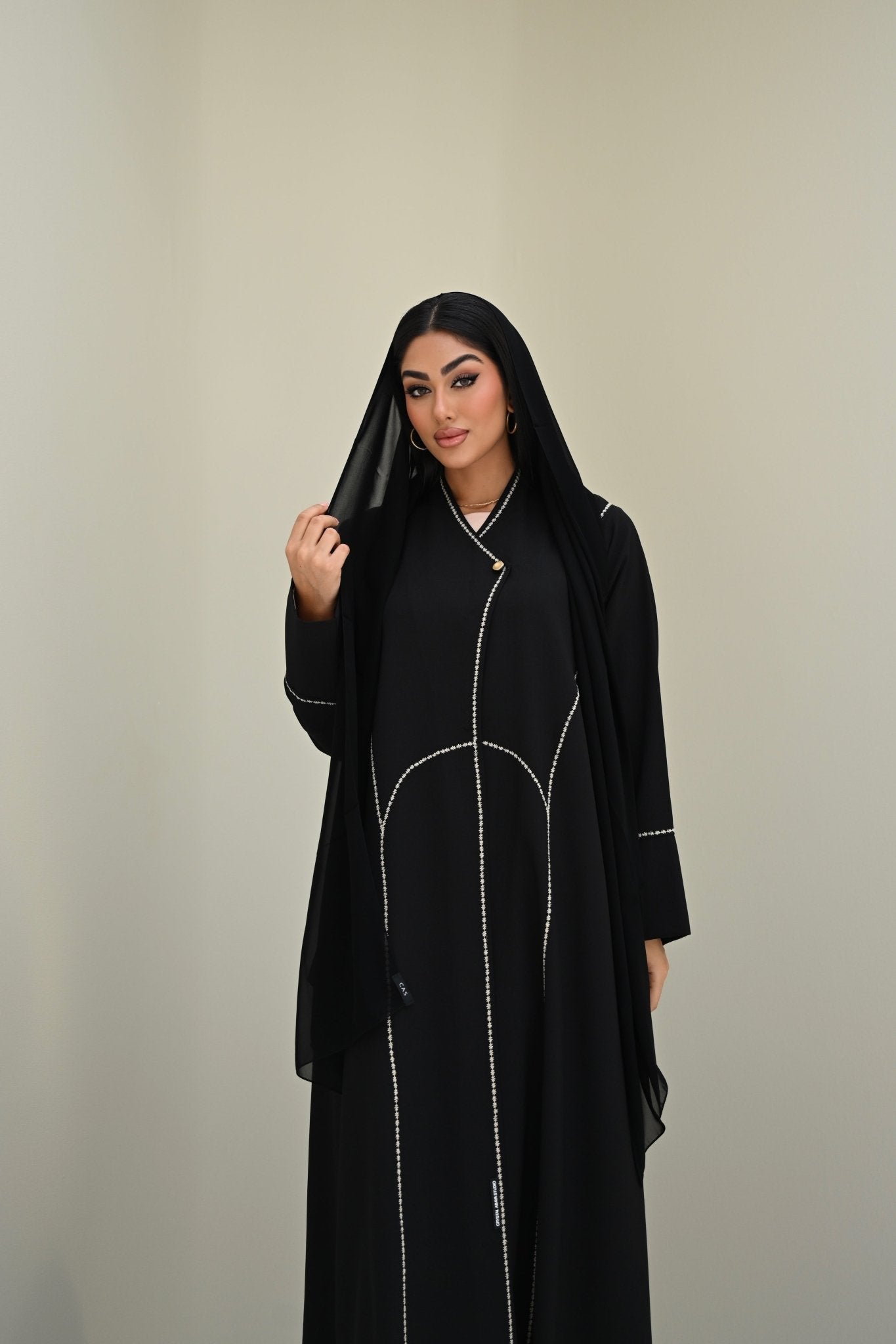 C 0512 Black Embroidered Work Abaya