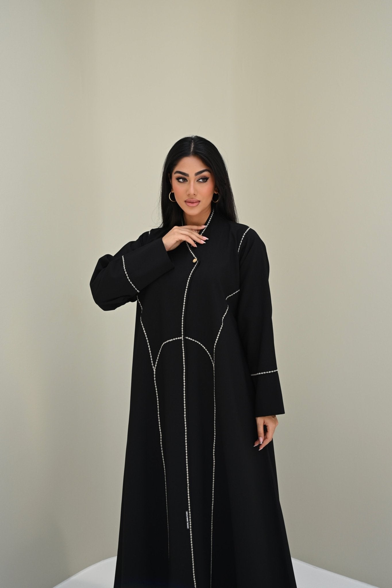 C 0512 Black Embroidered Work Abaya