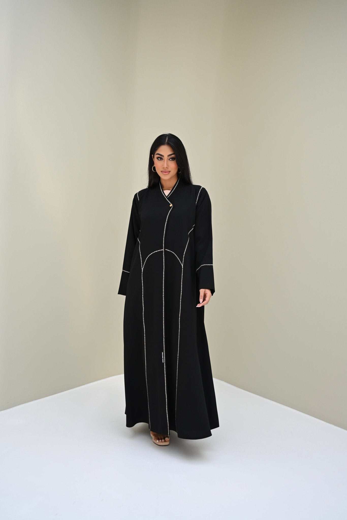 C 0512 Black Embroidered Work Abaya