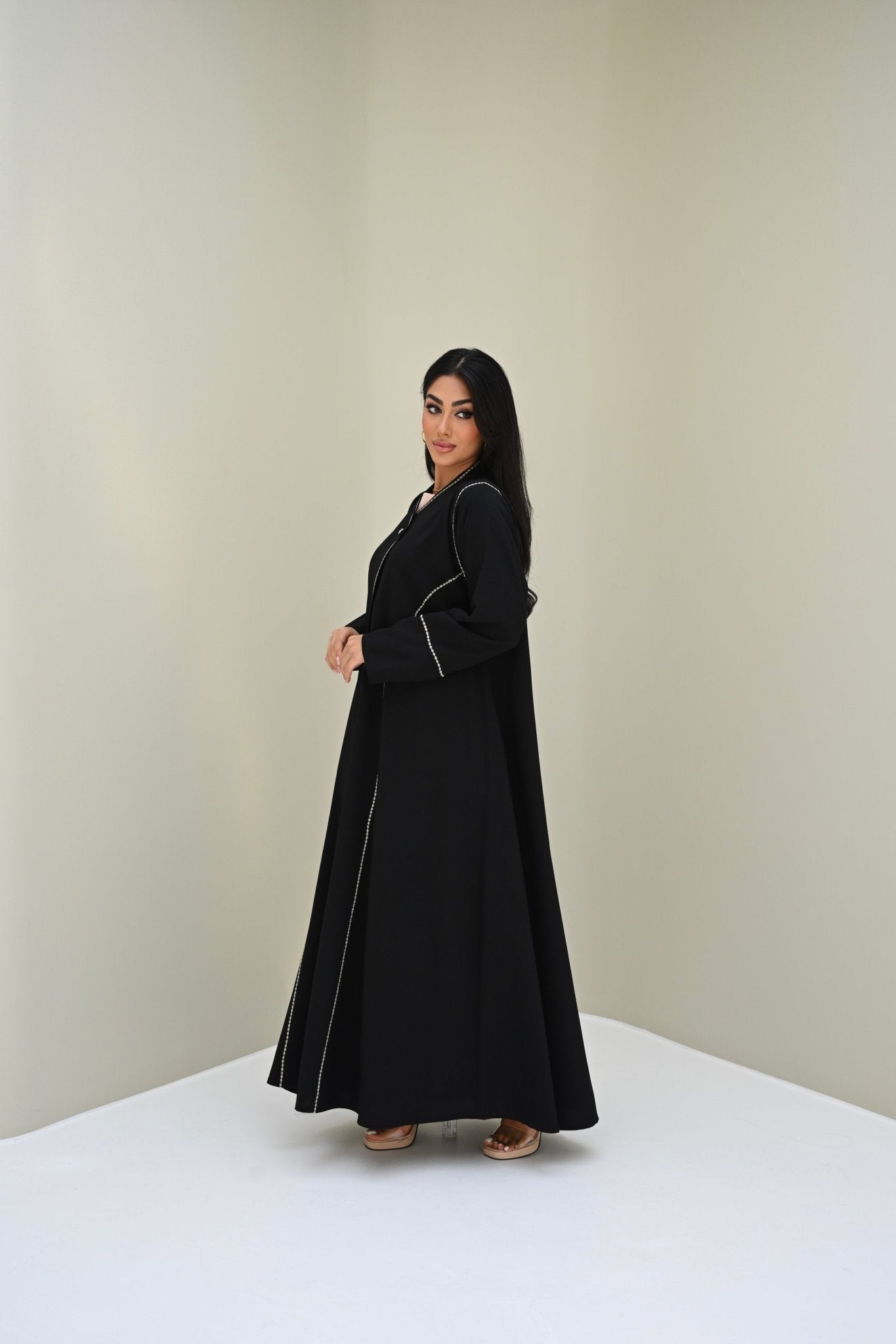 C 0512 Black Embroidered Work Abaya