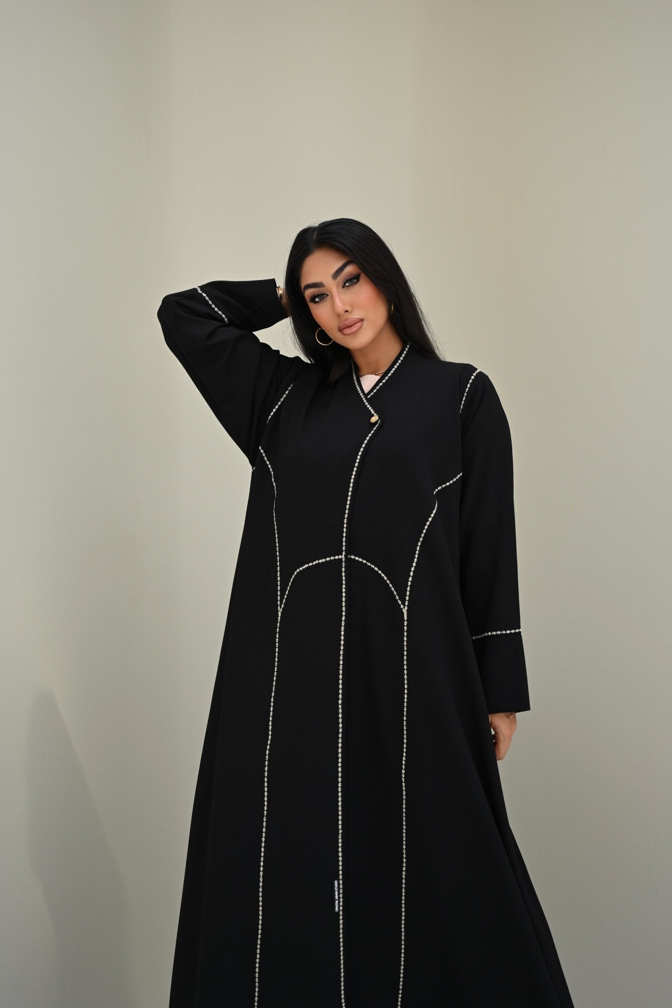 C 0512 Black Embroidered Work Abaya