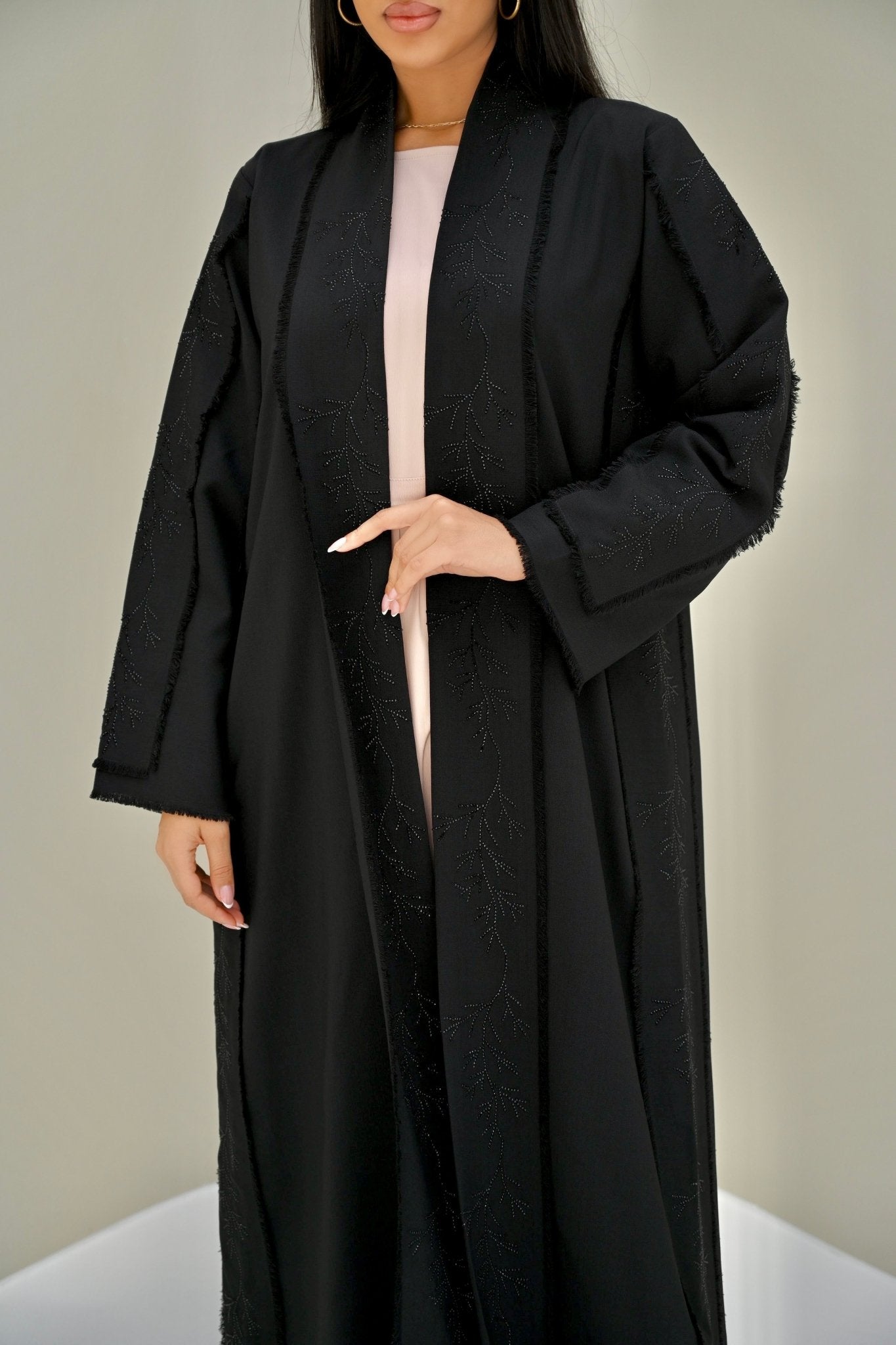 C 0513 Black Embroidered Work Abaya