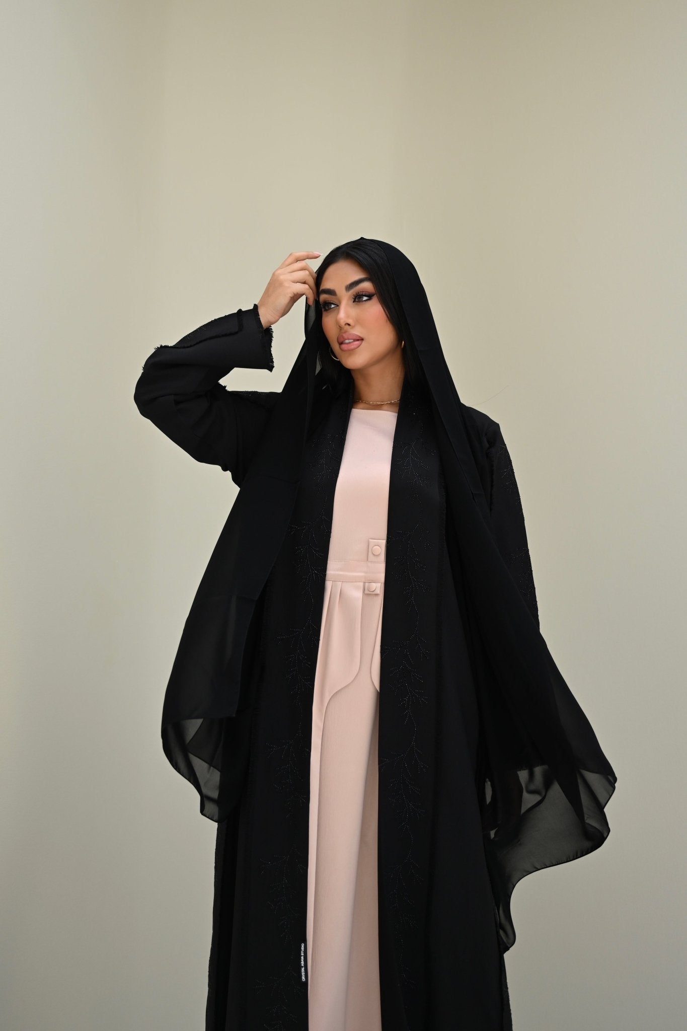 C 0513 Black Embroidered Work Abaya