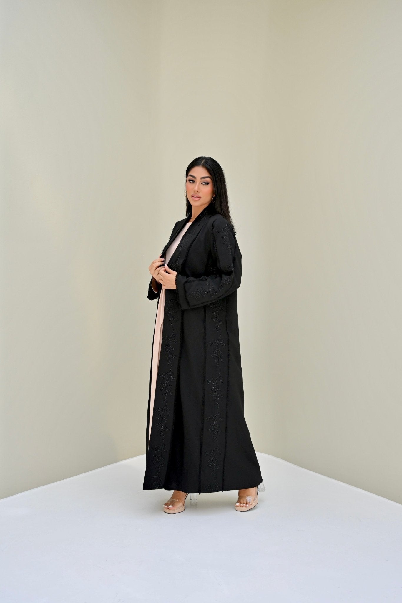 C 0513 Black Embroidered Work Abaya