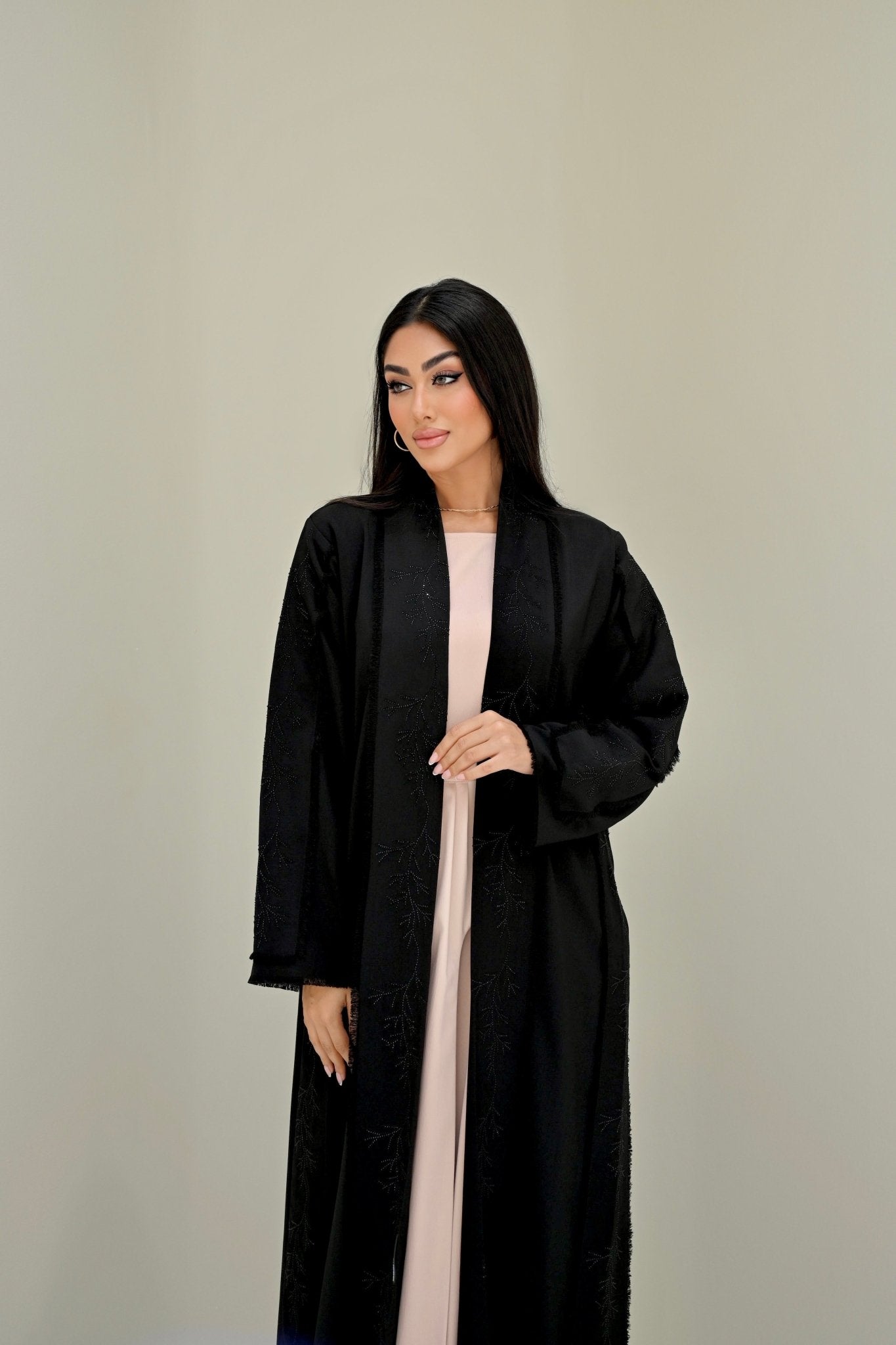 C 0513 Black Embroidered Work Abaya