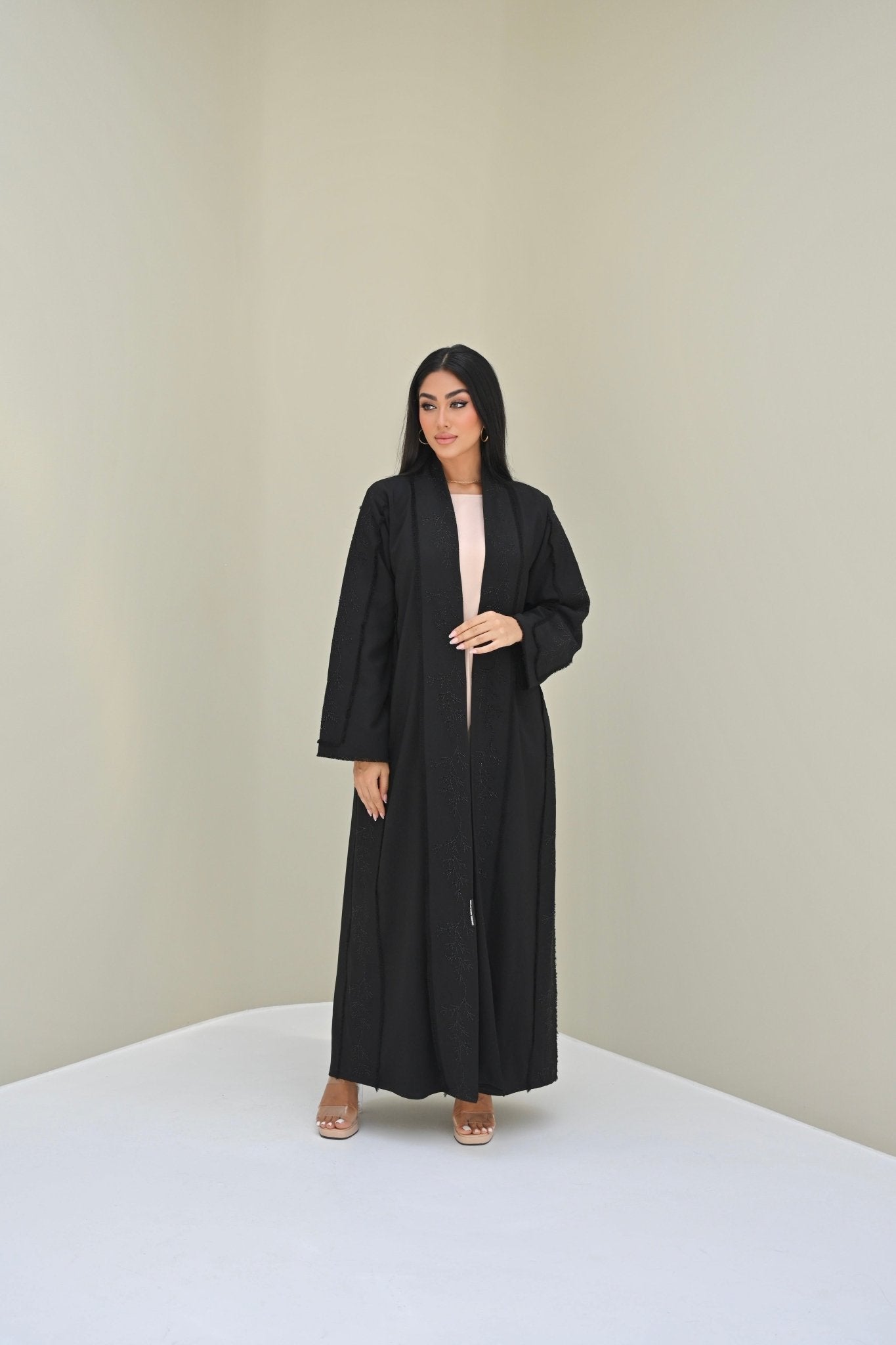 C 0513 Black Embroidered Work Abaya