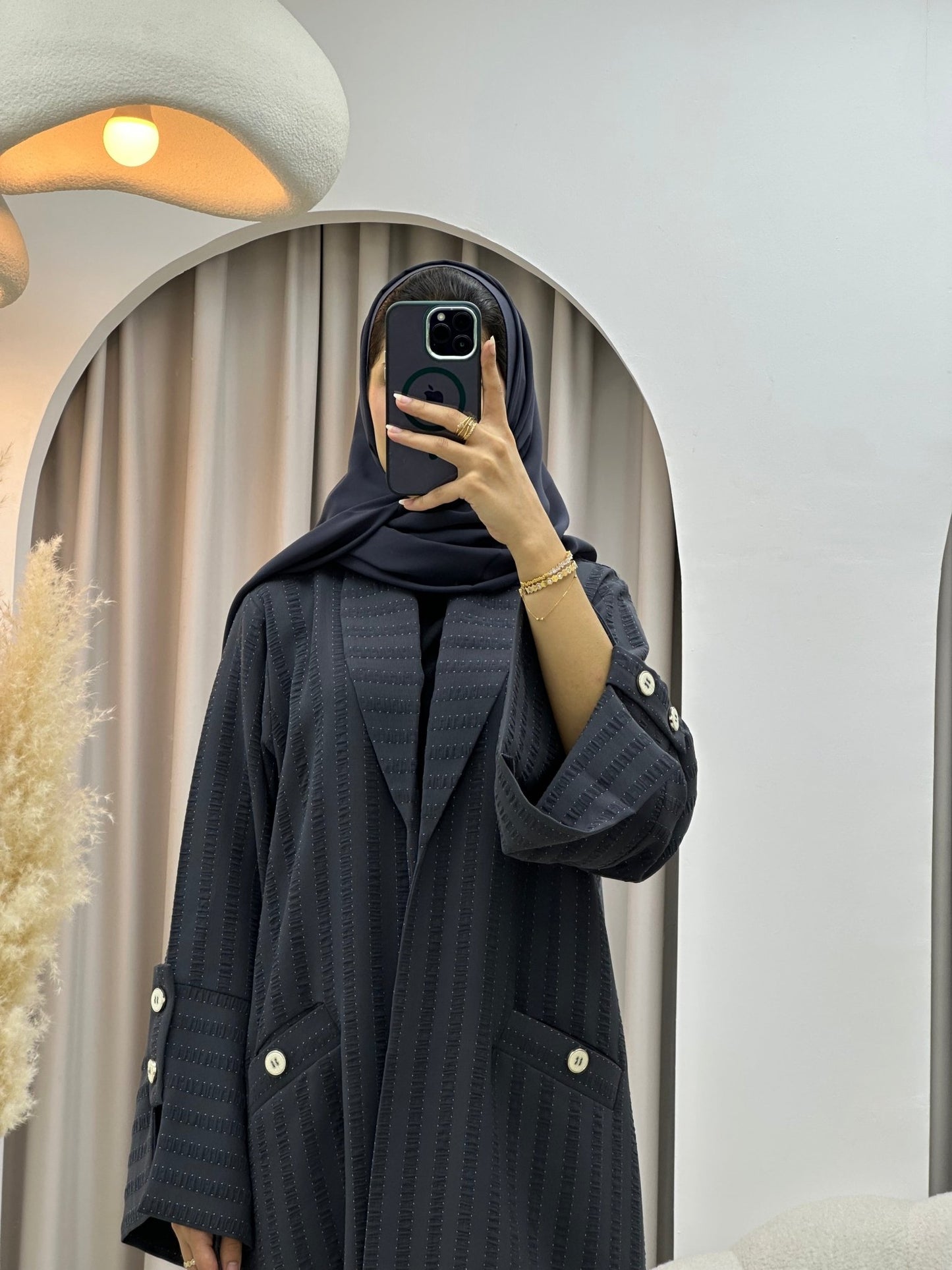 C 0556 Grey Striped Coat Abaya