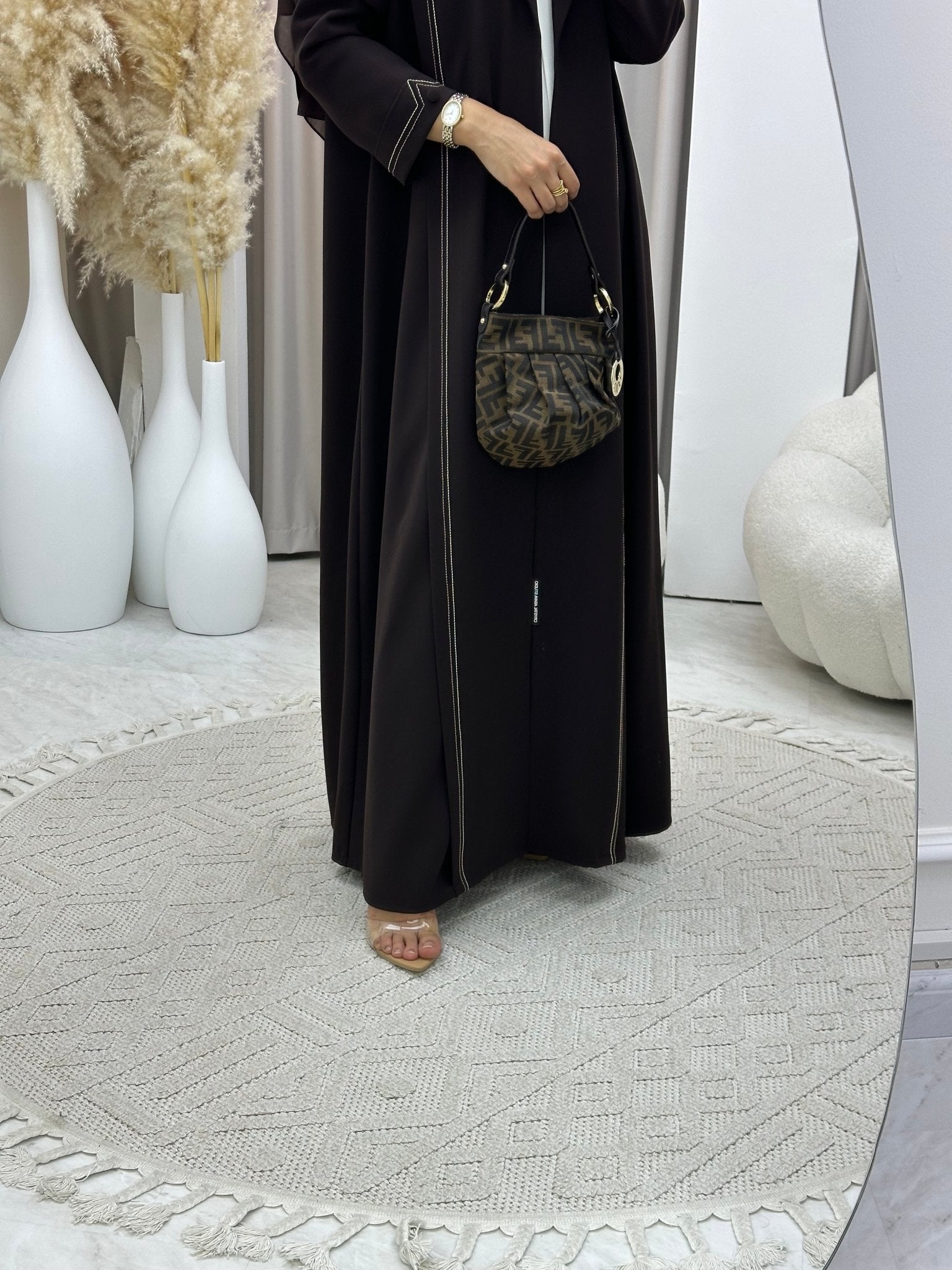 C 0573 Deep Brown Coat Abaya