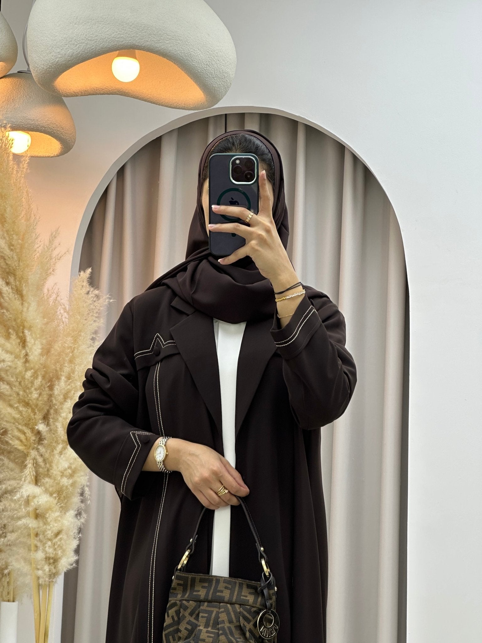 C 0573 Deep Brown Coat Abaya