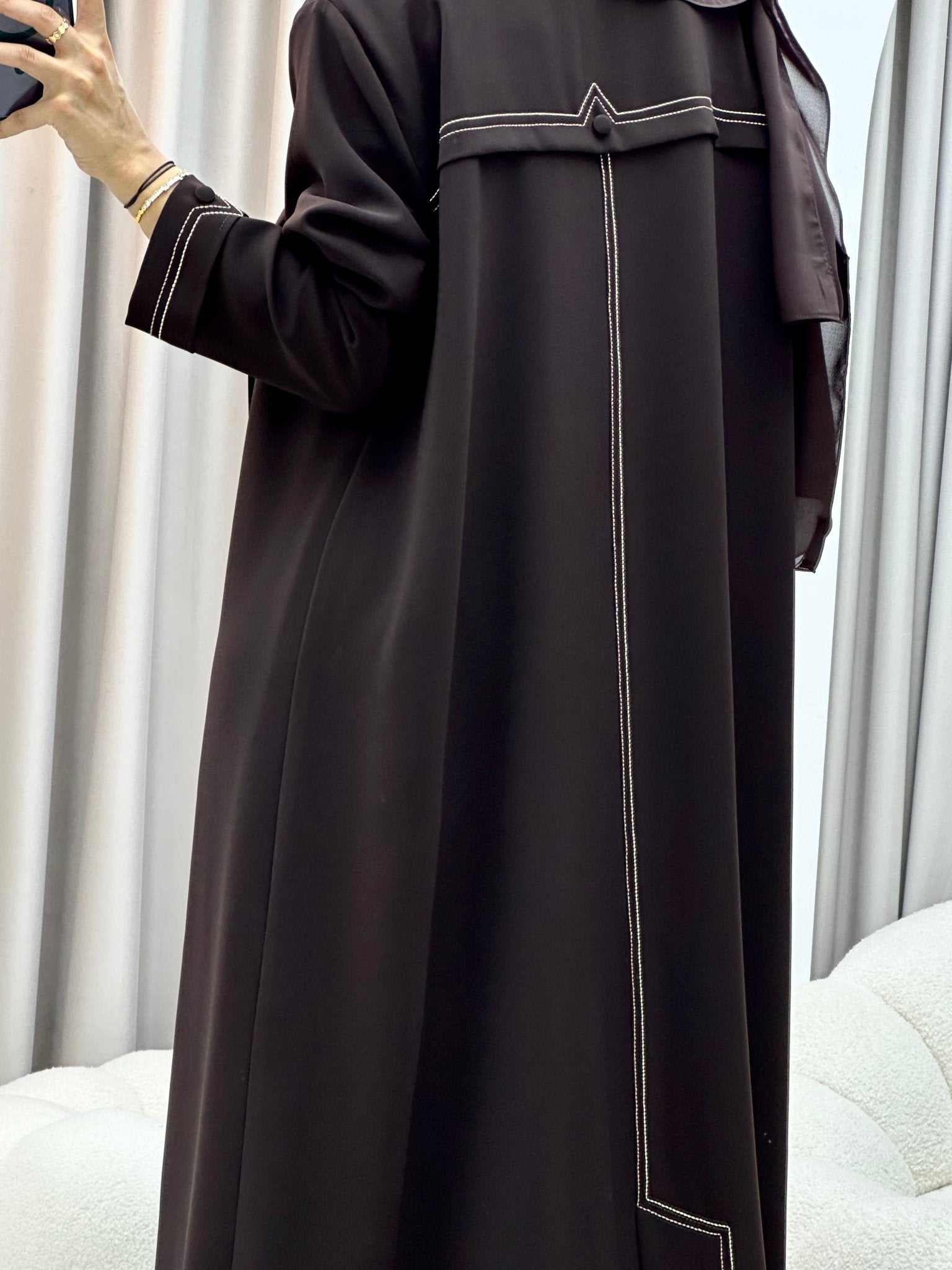 C 0573 Deep Brown Coat Abaya