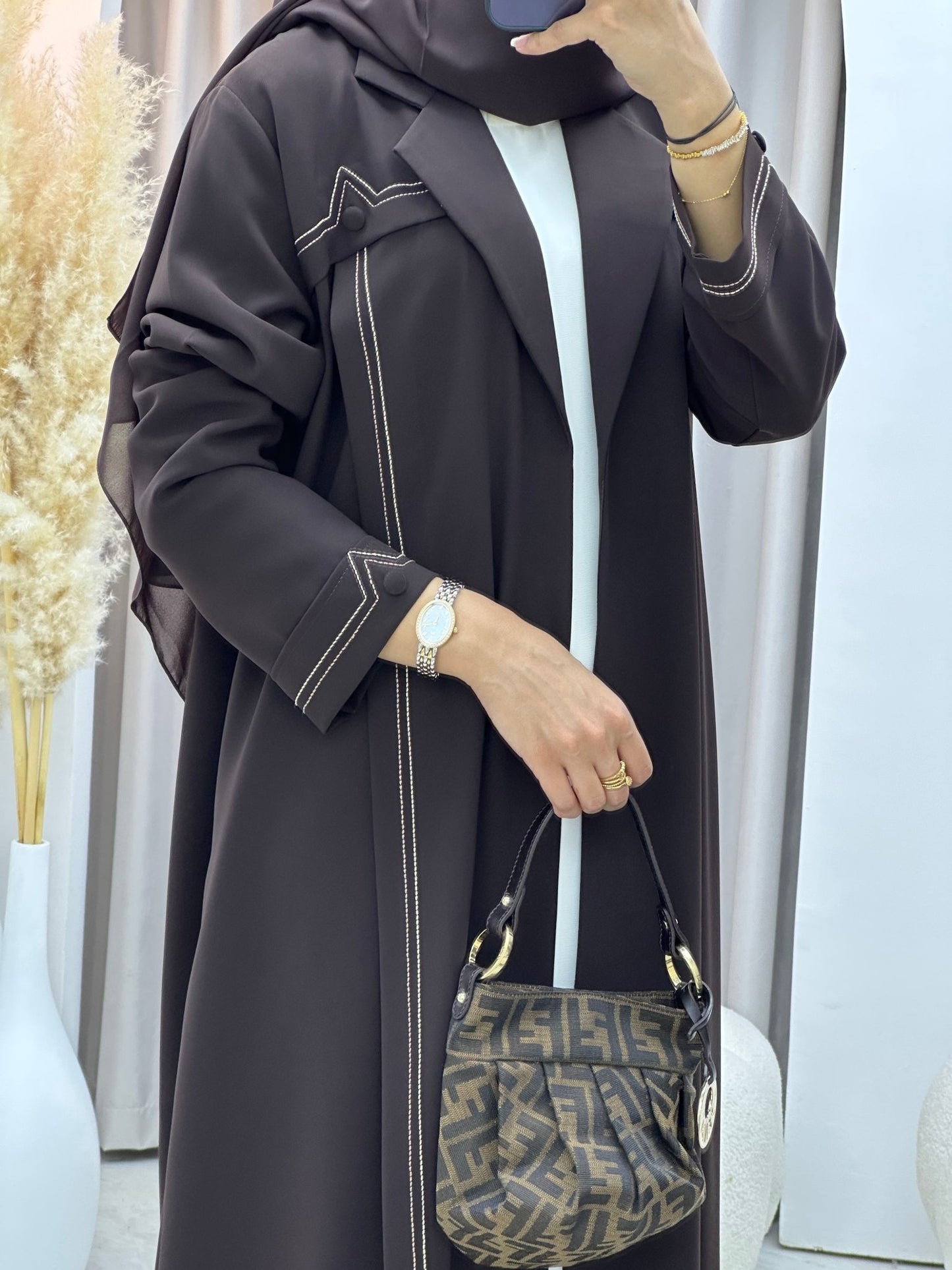 C 0573 Deep Brown Coat Abaya