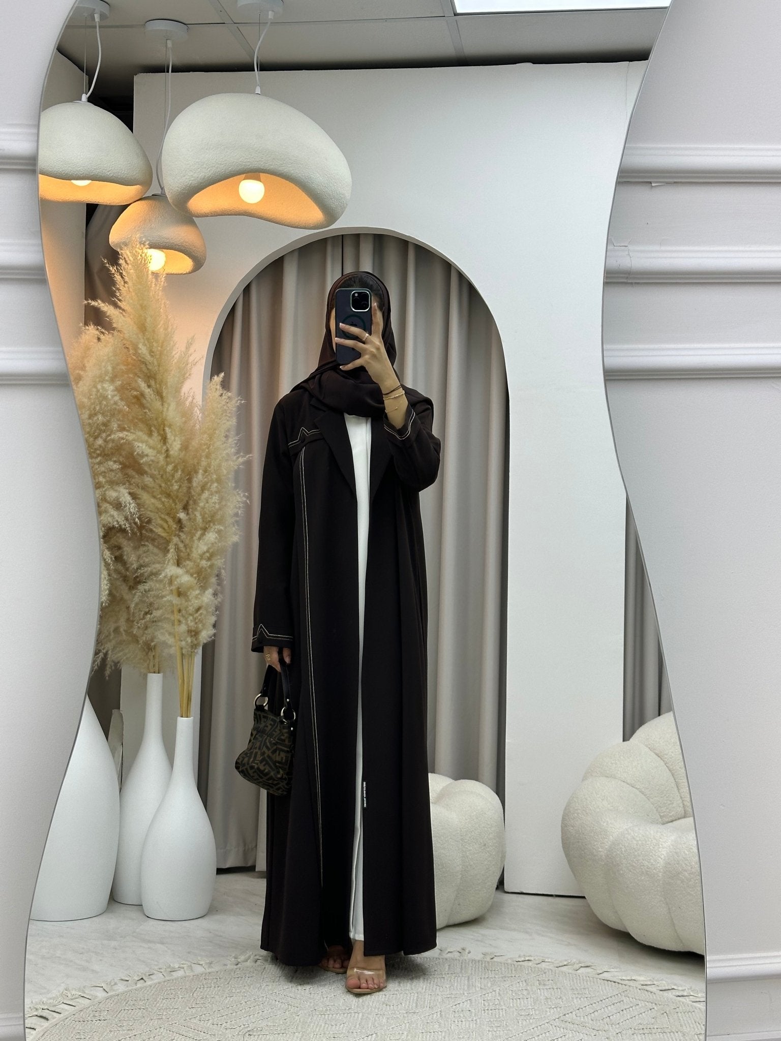 C 0573 Deep Brown Coat Abaya