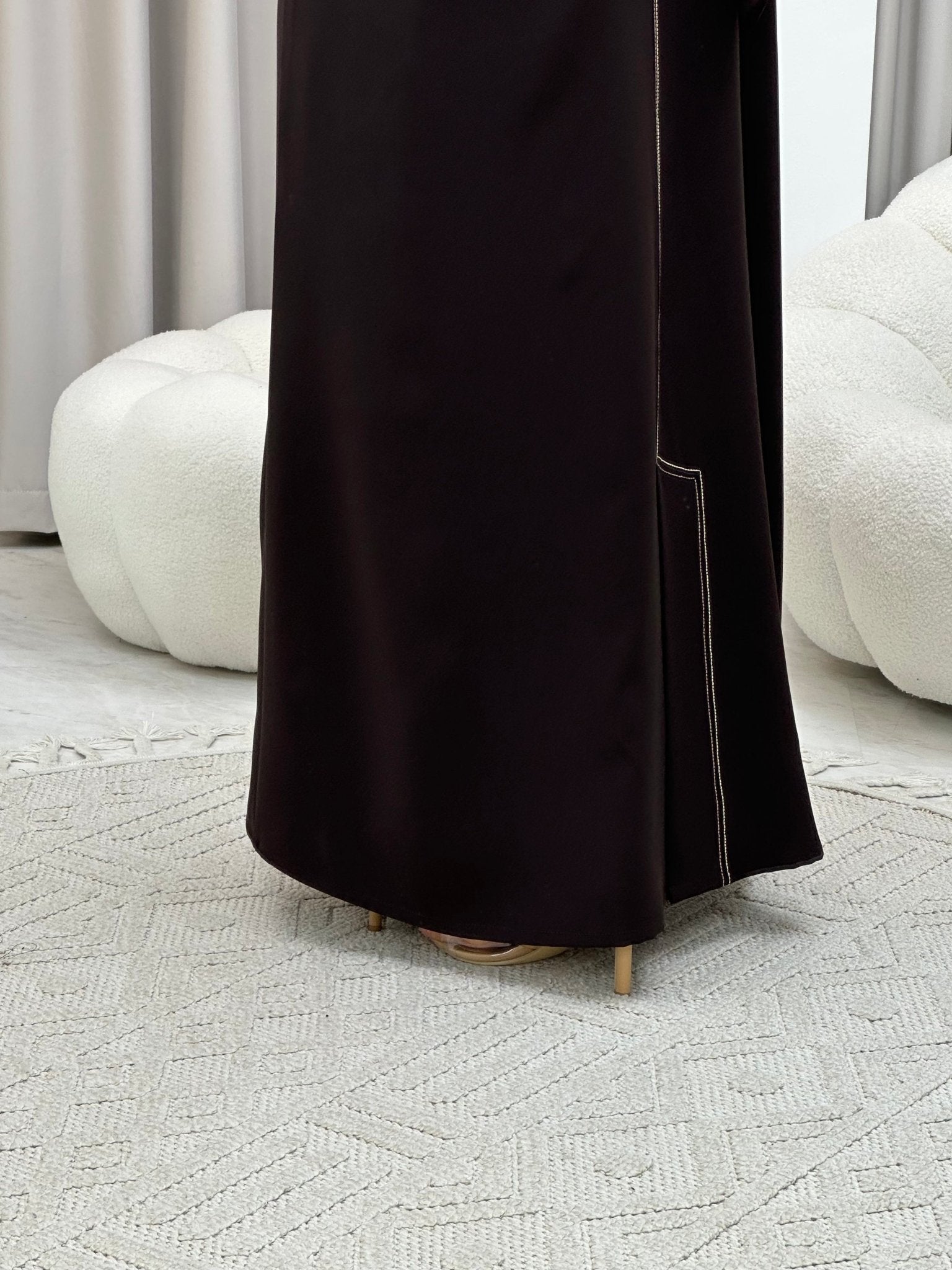 C 0573 Deep Brown Coat Abaya