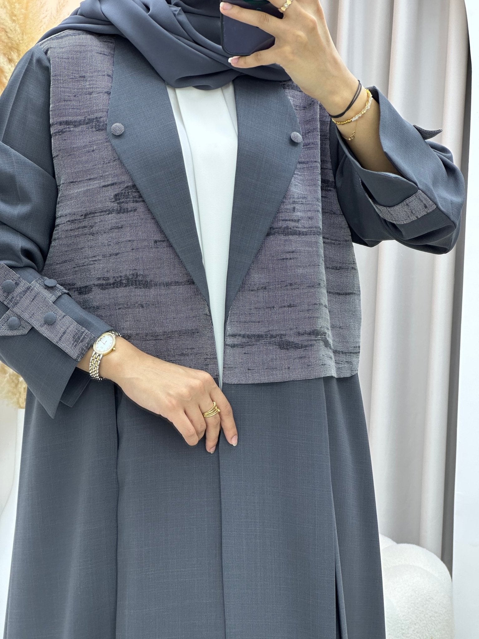 C 0574 Dark Grey Coat Abaya