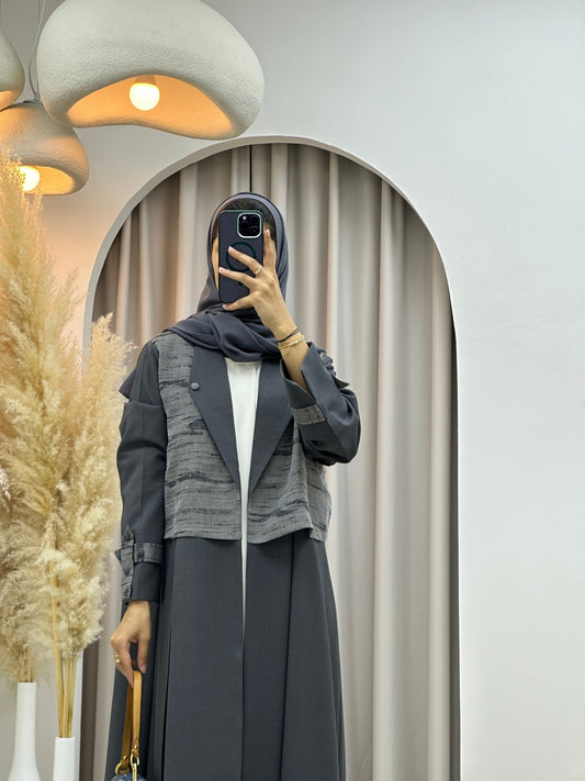 C 0574 Dark Grey Coat Abaya