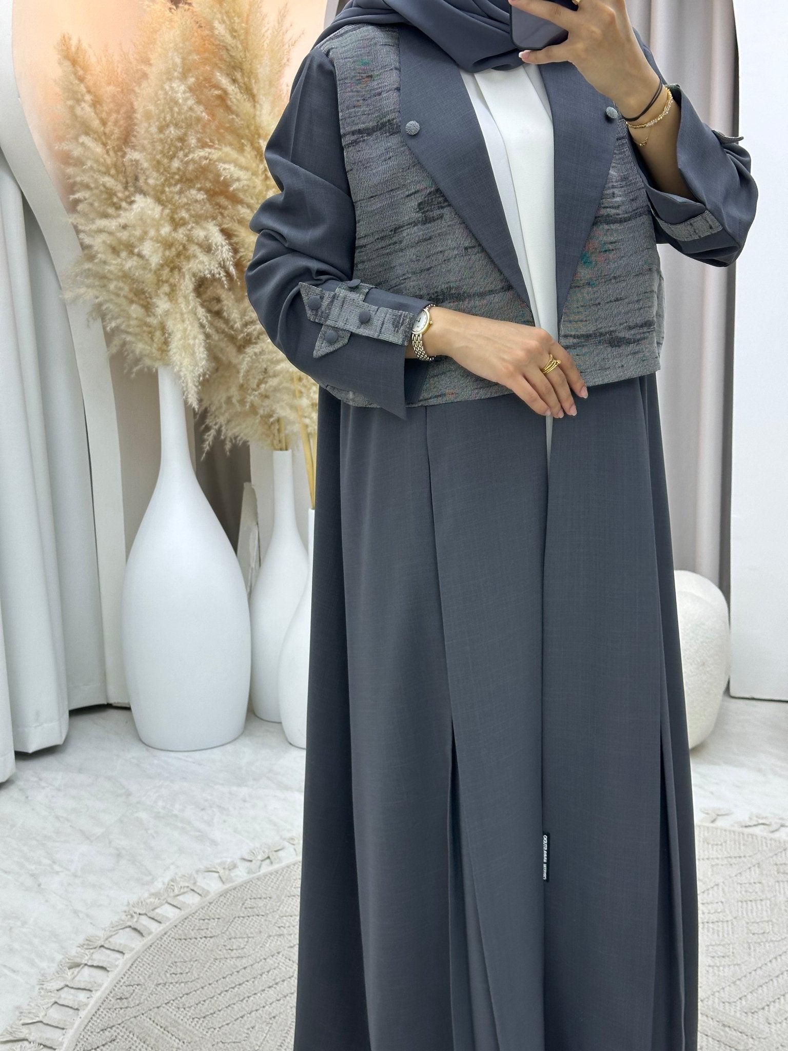 C 0574 Dark Grey Coat Abaya