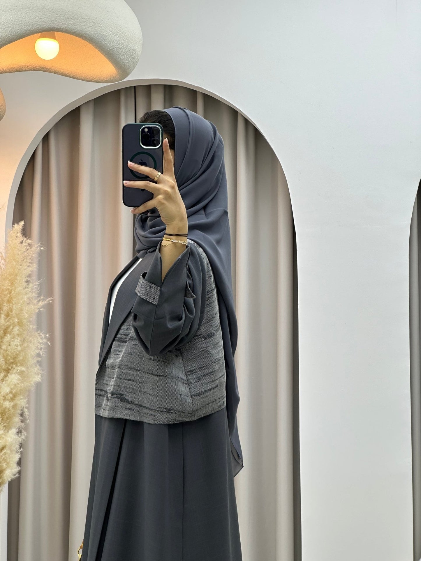 C 0574 Dark Grey Coat Abaya