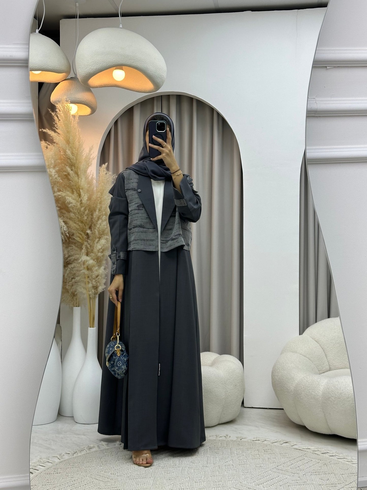 C 0574 Dark Grey Coat Abaya