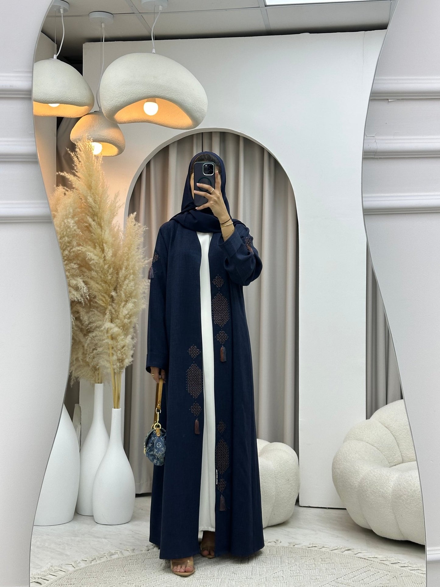 C 0575 Blue Embroidered Abaya