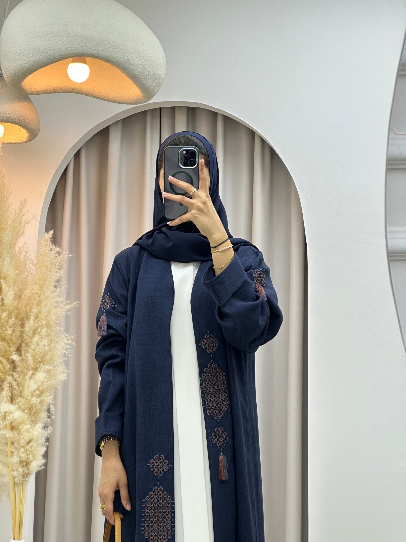 C 0575 Blue Embroidered Abaya