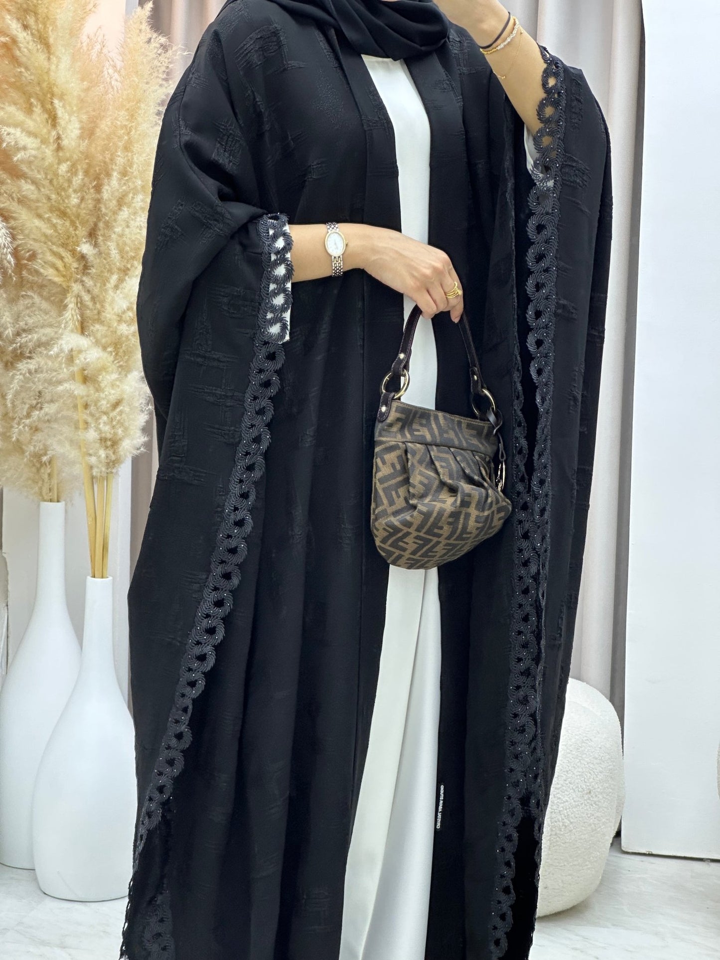 C 0577 Black Bisht Abaya