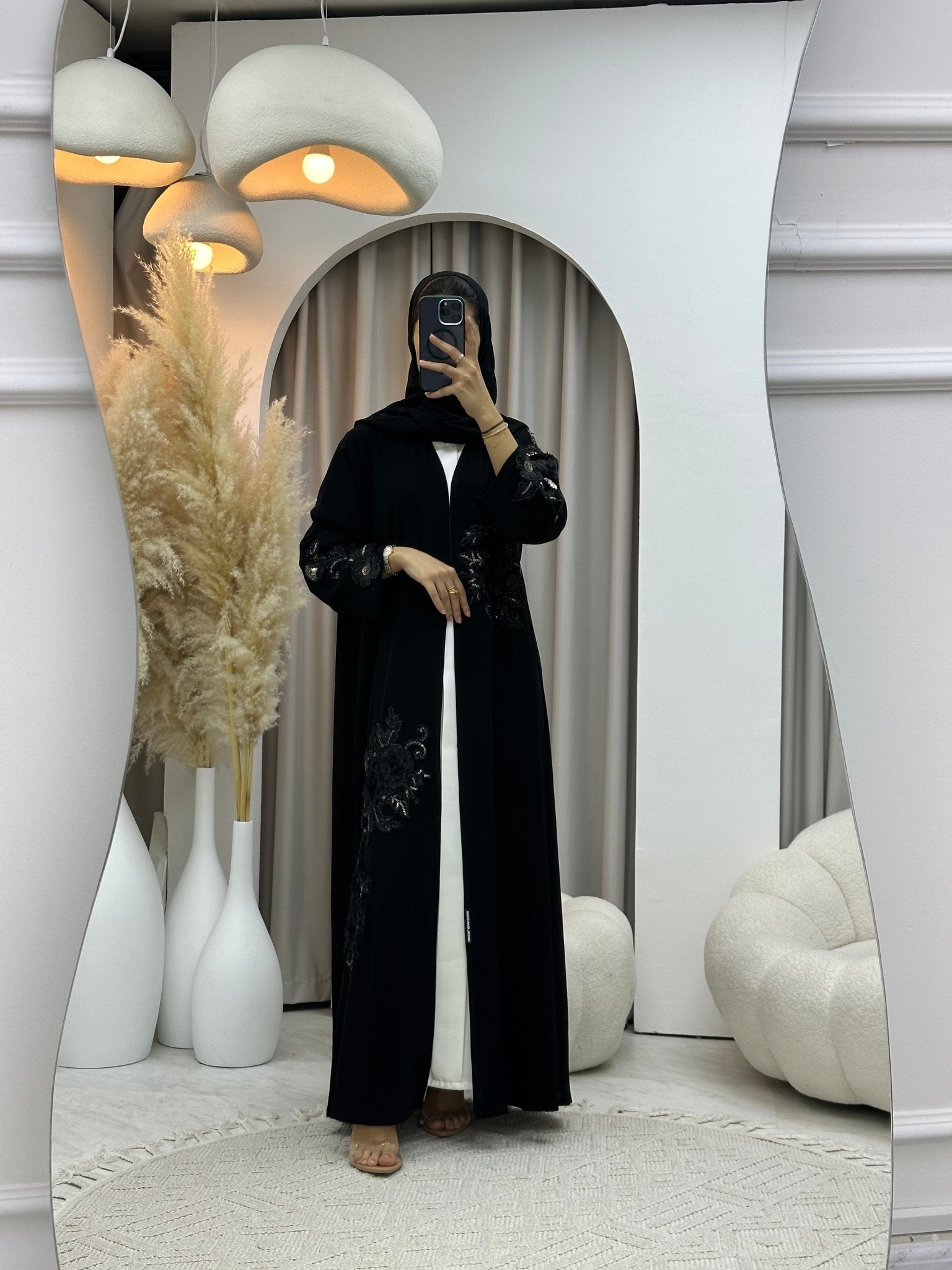 C 0579 Black Dantel Abaya