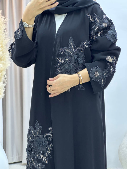 C 0579 Black Dantel Abaya