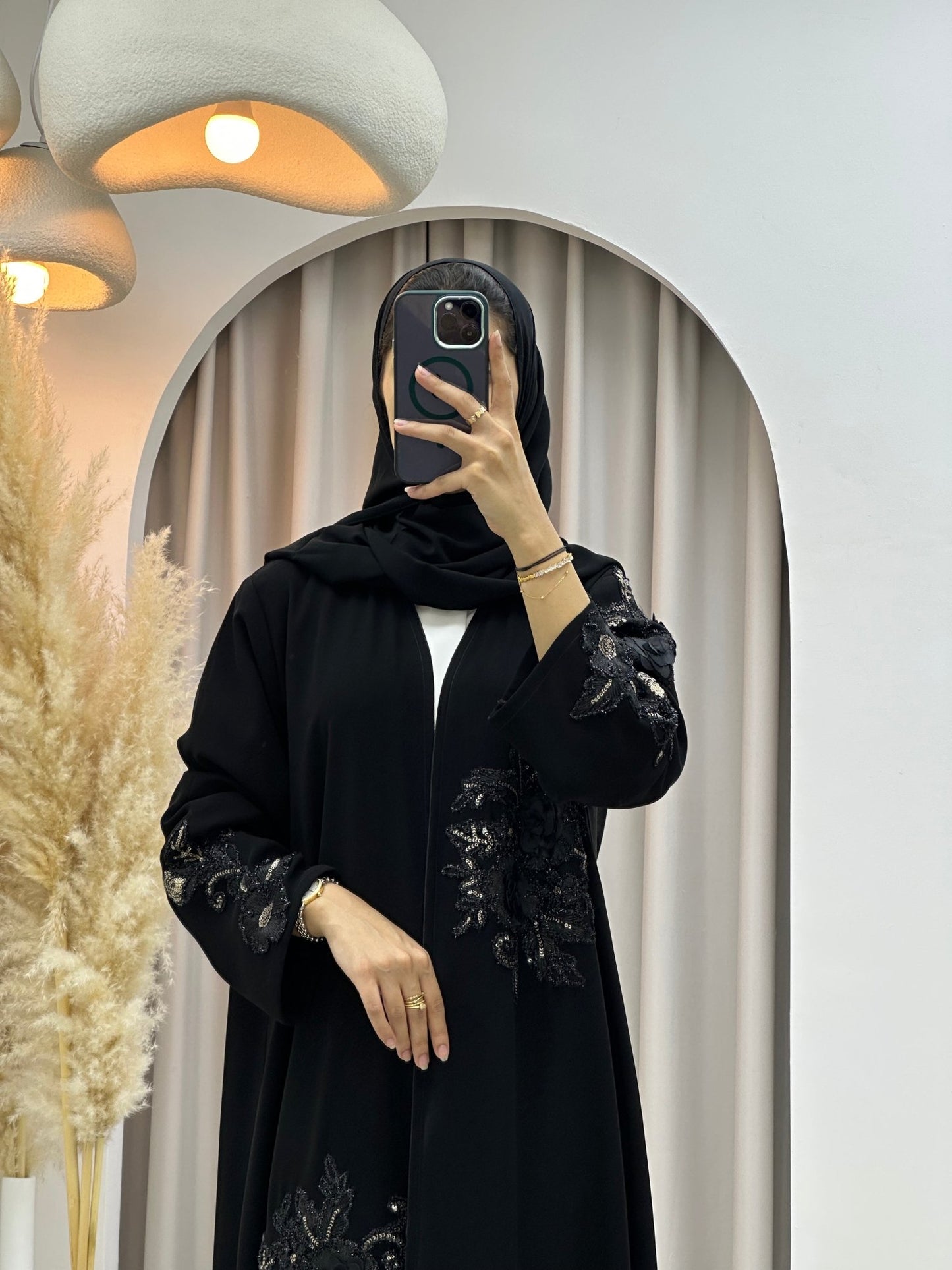 C 0579 Black Dantel Abaya