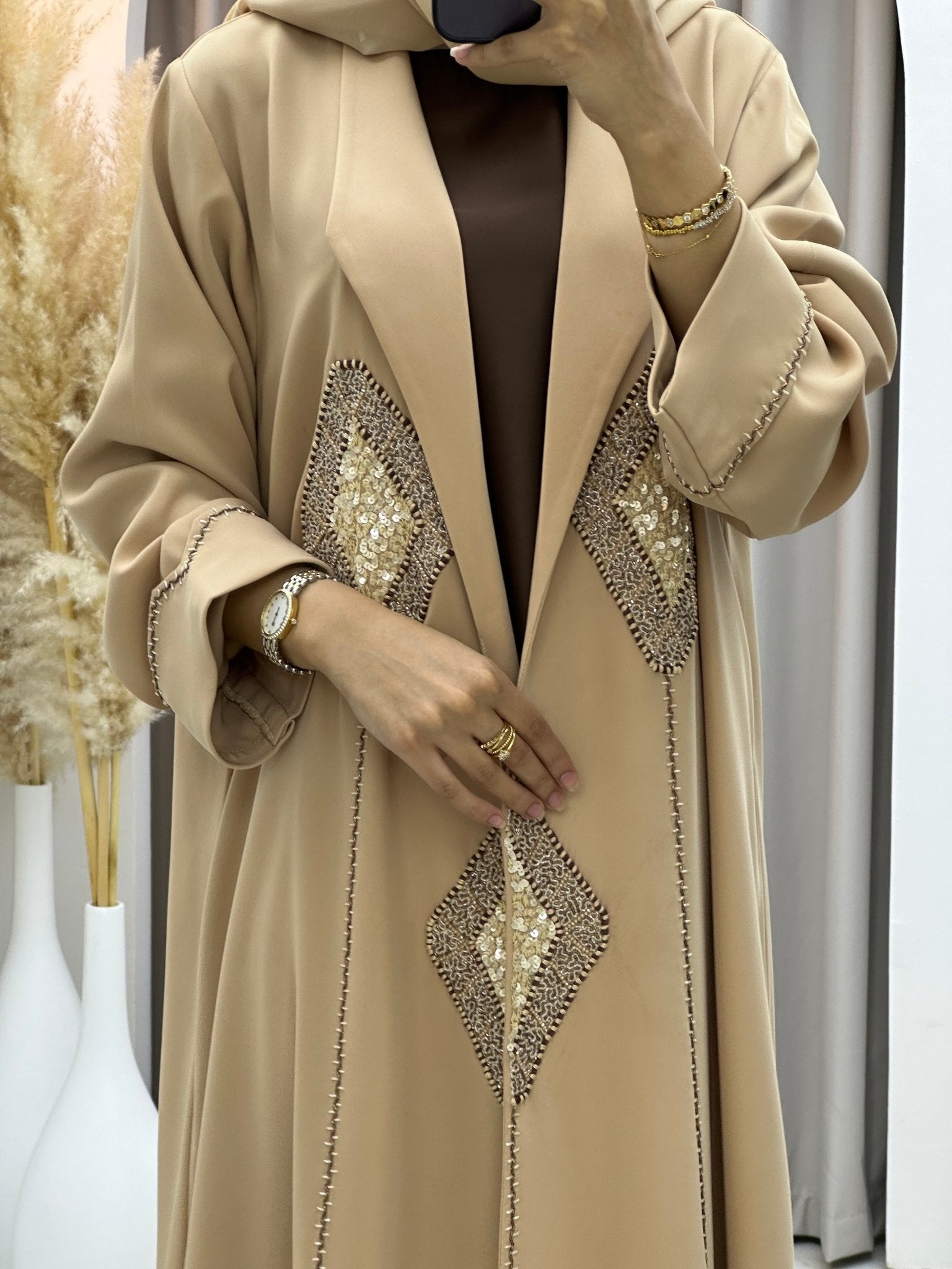 C 0581 Beige Work Abaya