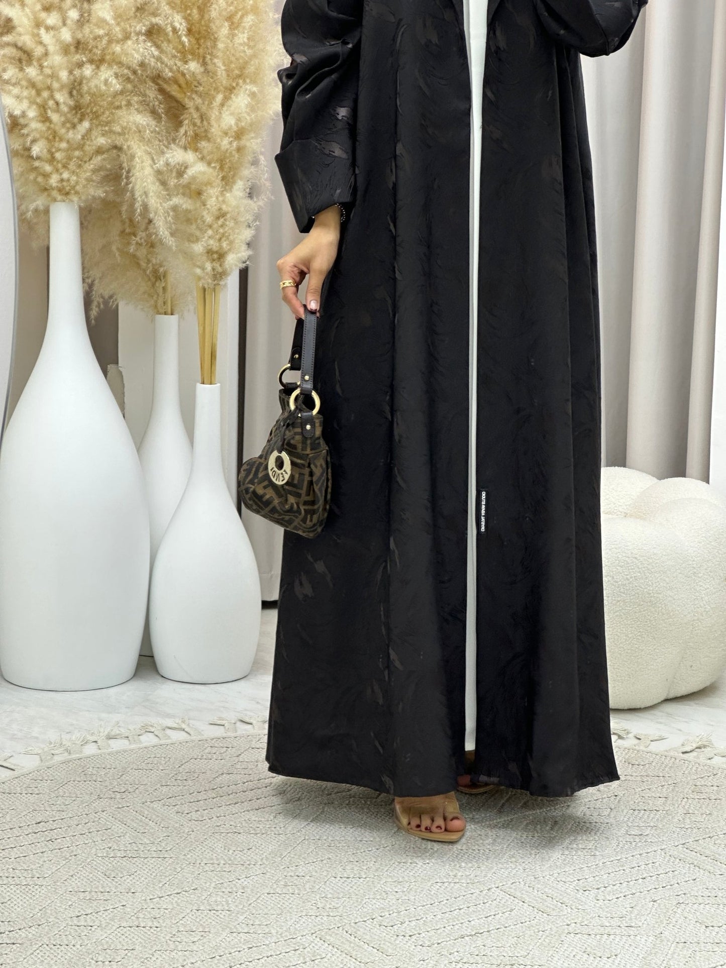 C 0583 - 02 Brown Leaf Printed Abaya