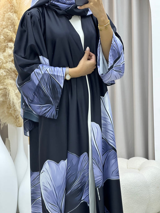 C 0584 Blue Printed Abaya