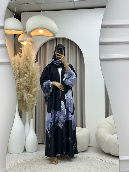 C 0584 Blue Printed Abaya