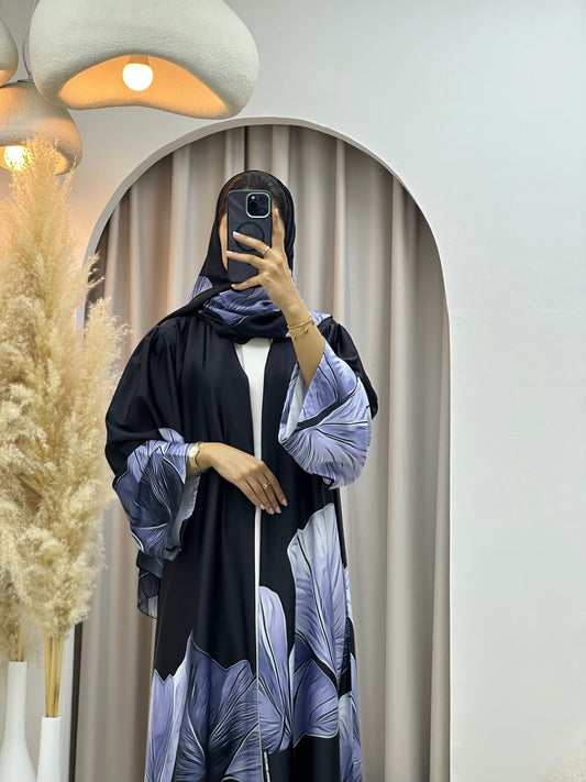 C 0584 Blue Printed Abaya