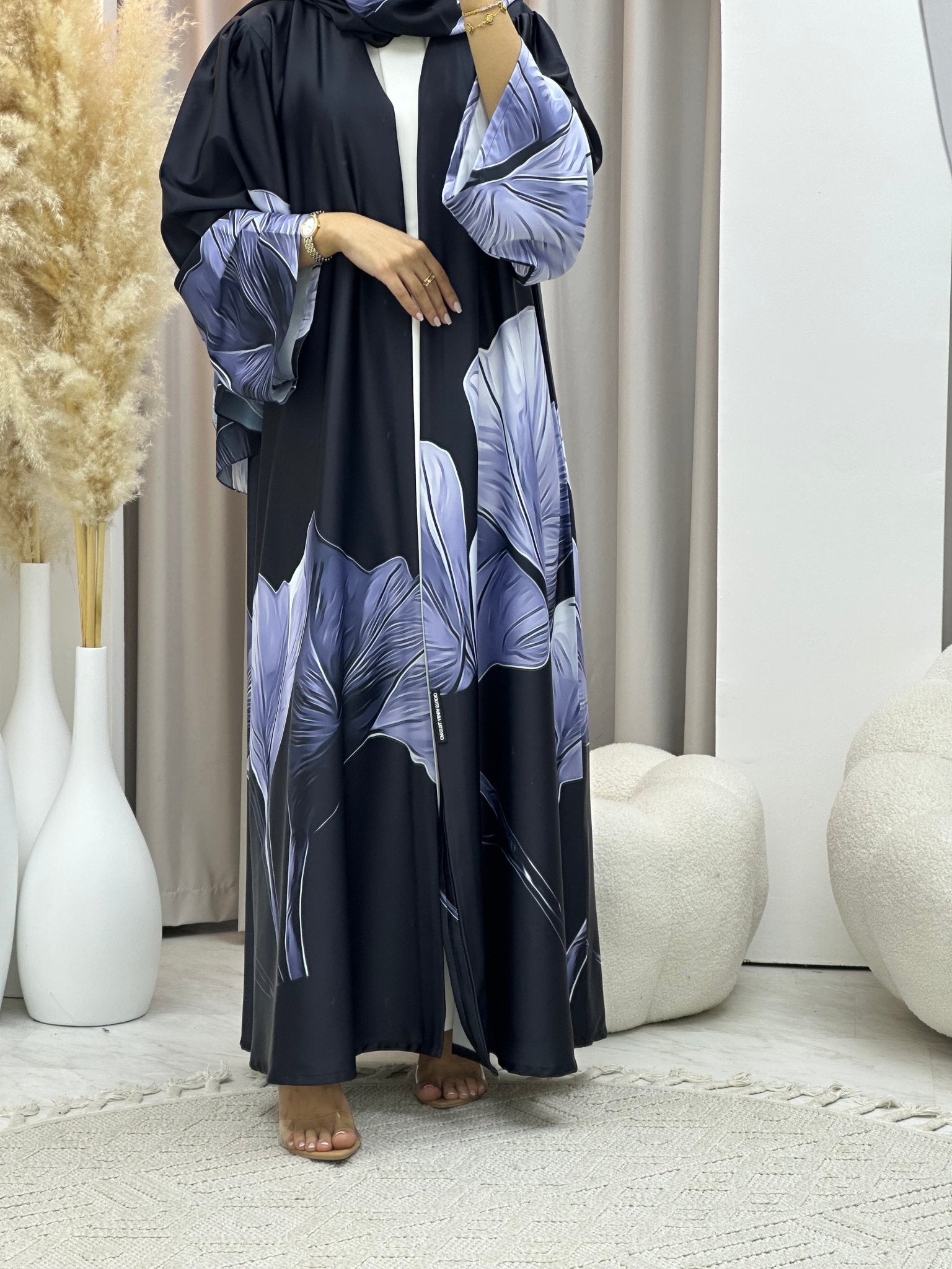 C 0584 Blue Printed Abaya