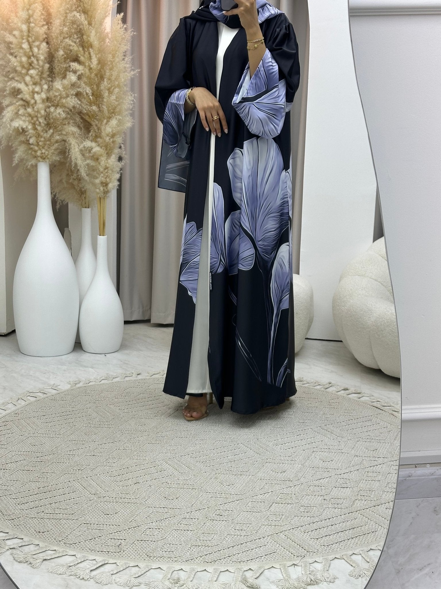 C 0584 Blue Printed Abaya