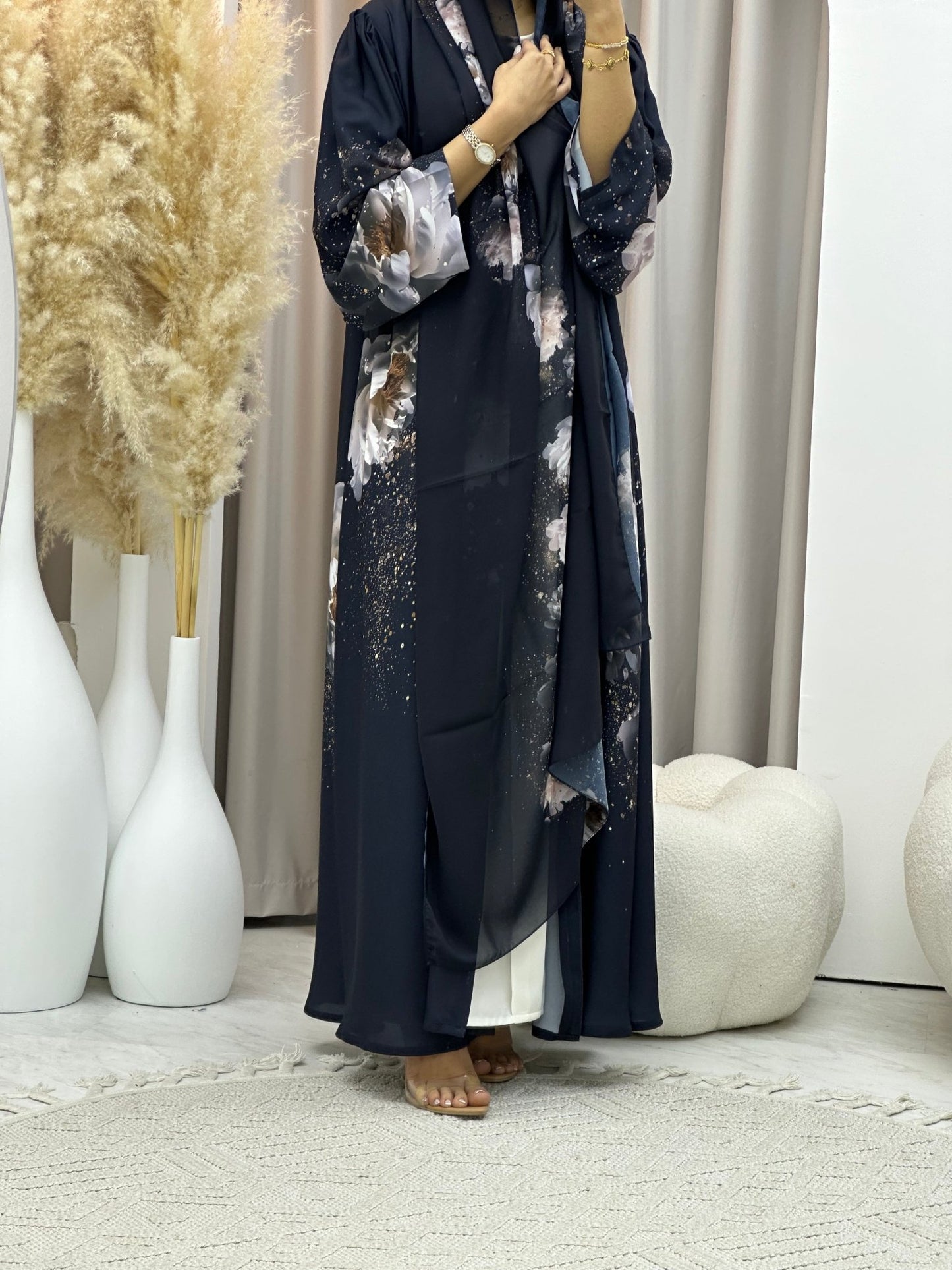 C 0585 Gold Printed Abaya