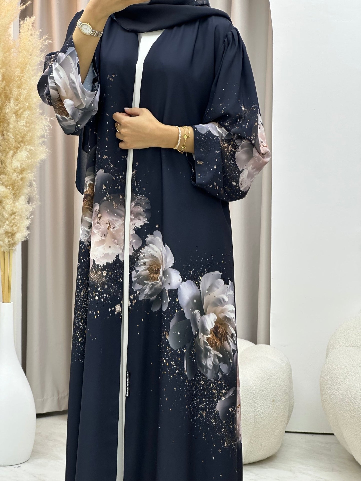 C 0585 Gold Printed Abaya