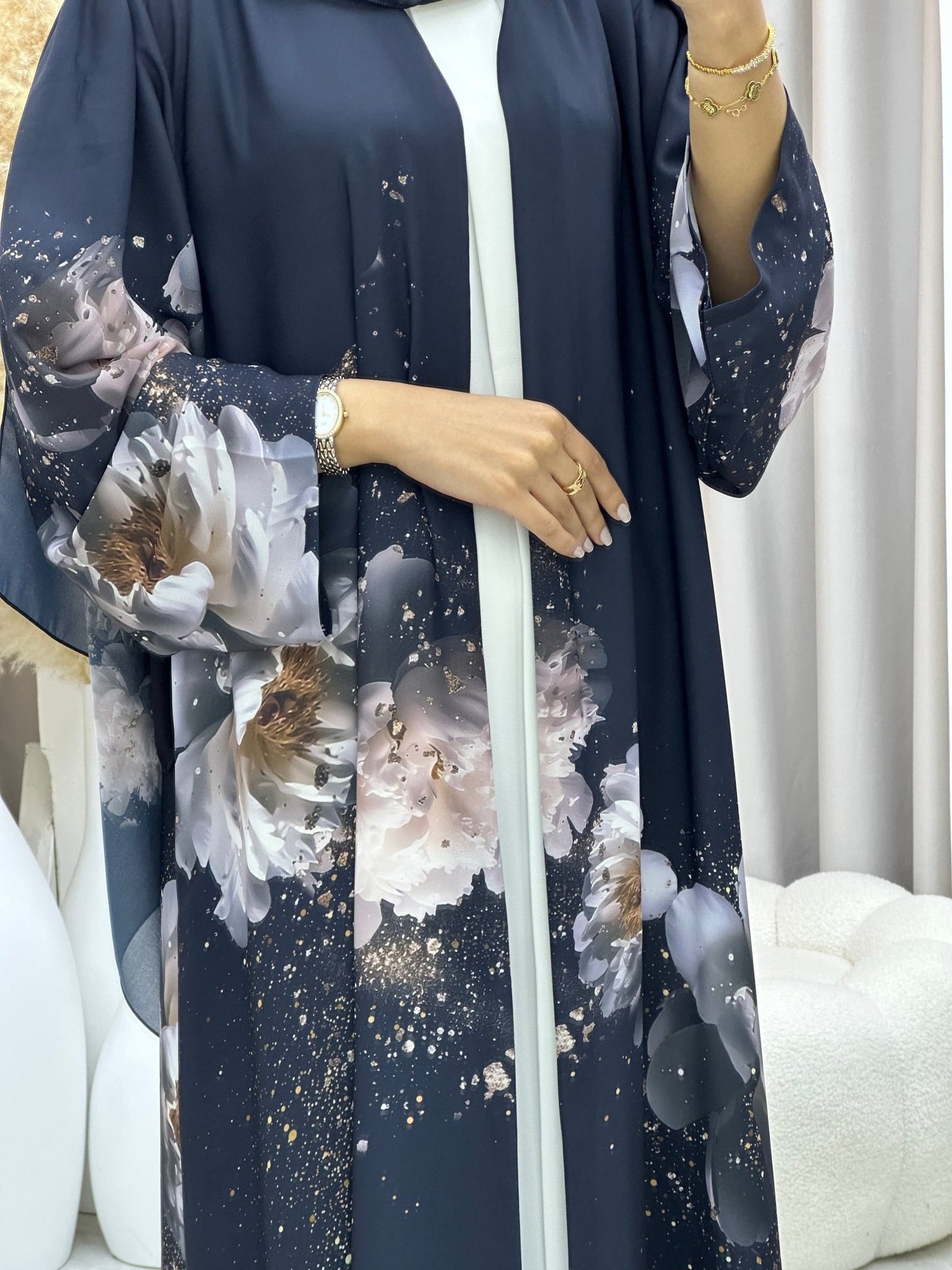 C 0585 Gold Printed Abaya