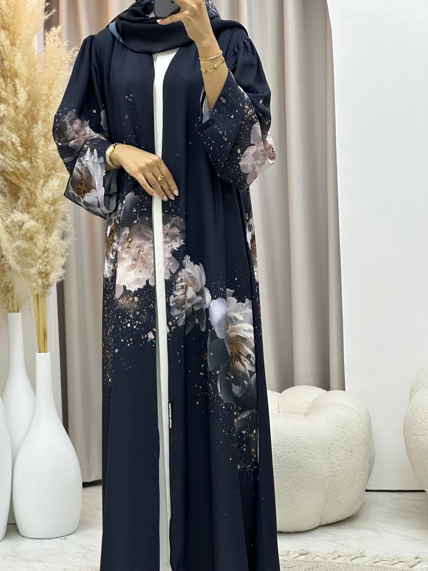 C 0585 Gold Printed Abaya