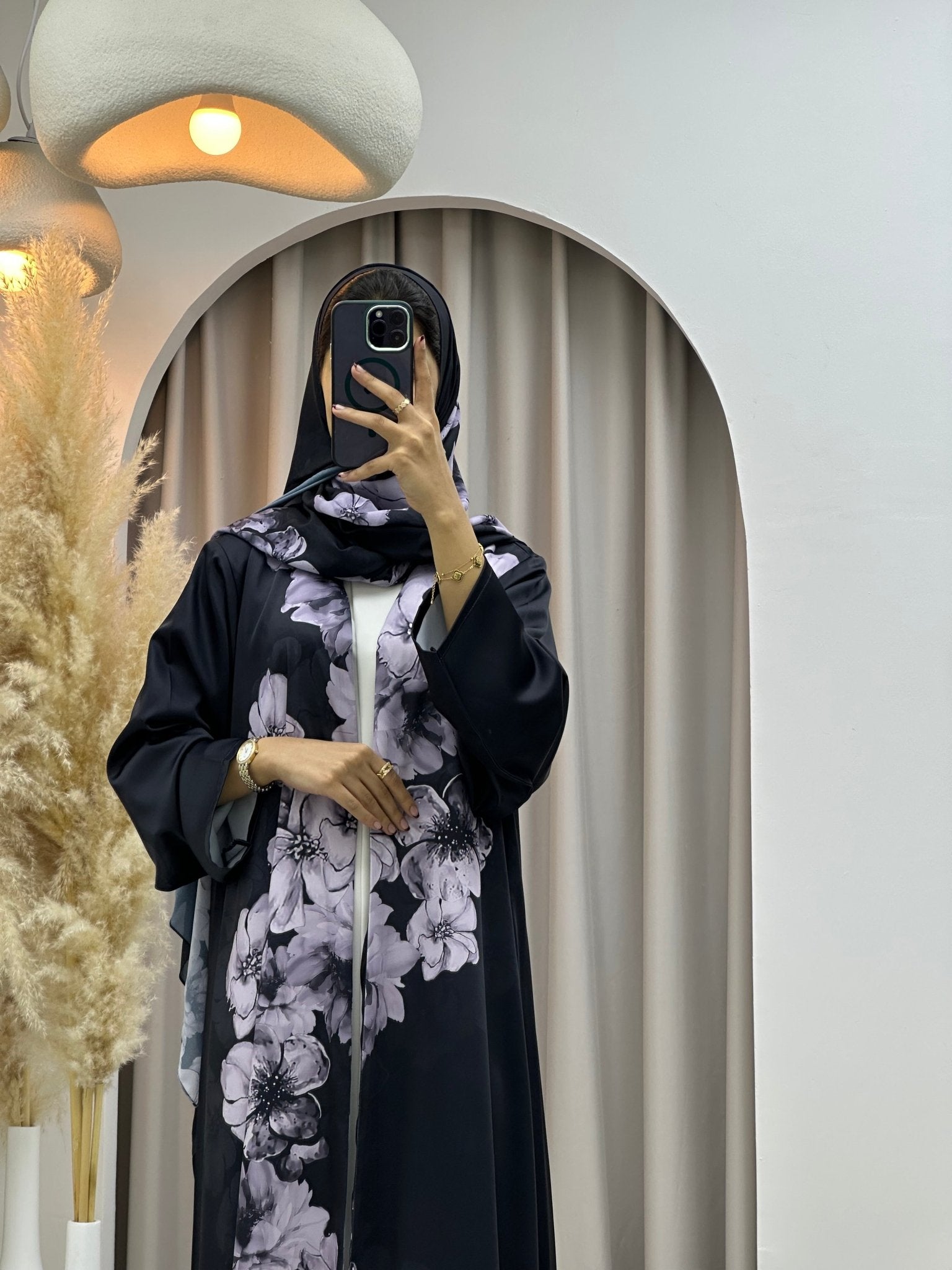 C 0586 Purple Printed Abaya