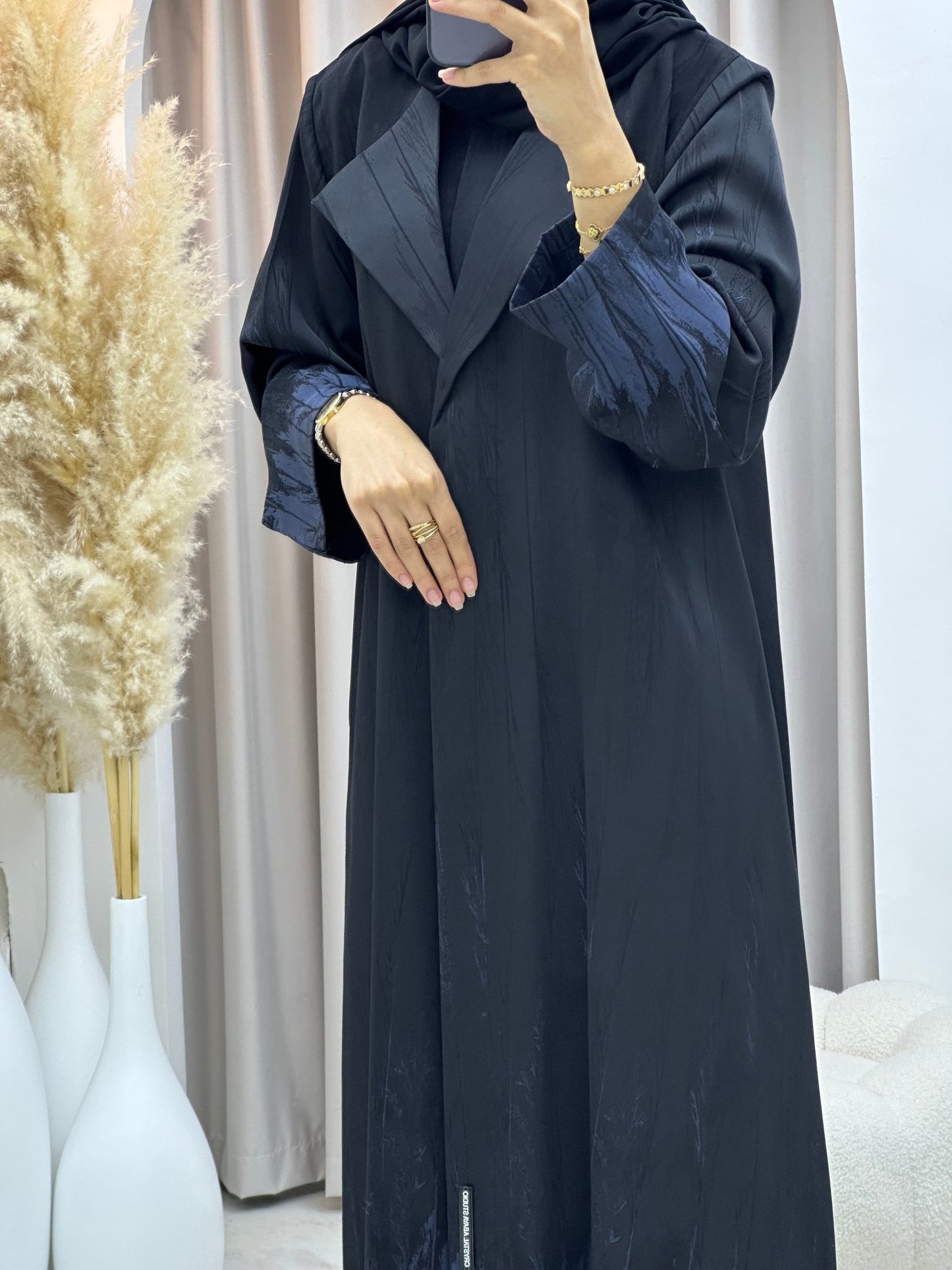 C 0590 - 01 Blue Black Coat Abaya