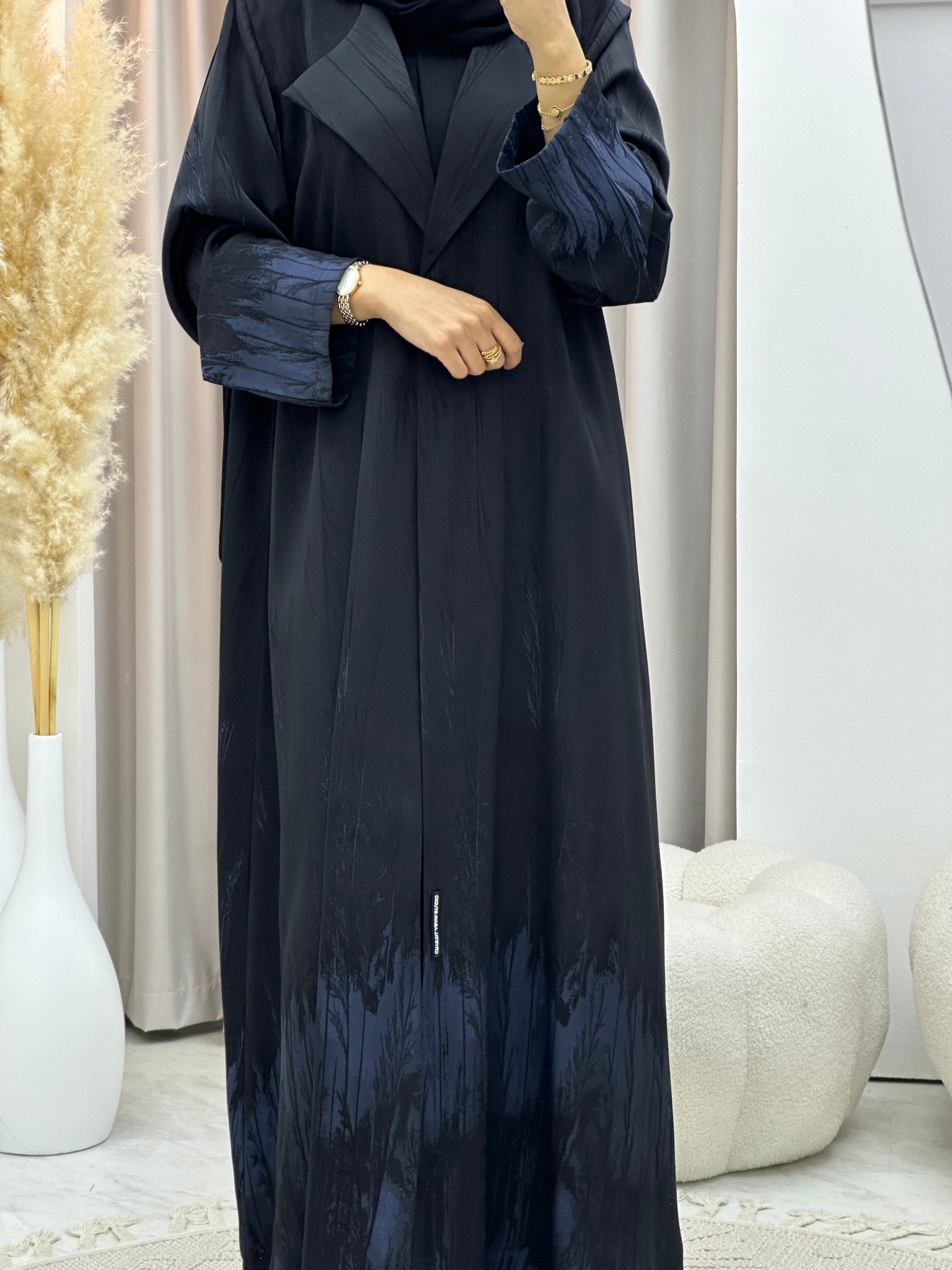 C 0590 - 01 Blue Black Coat Abaya