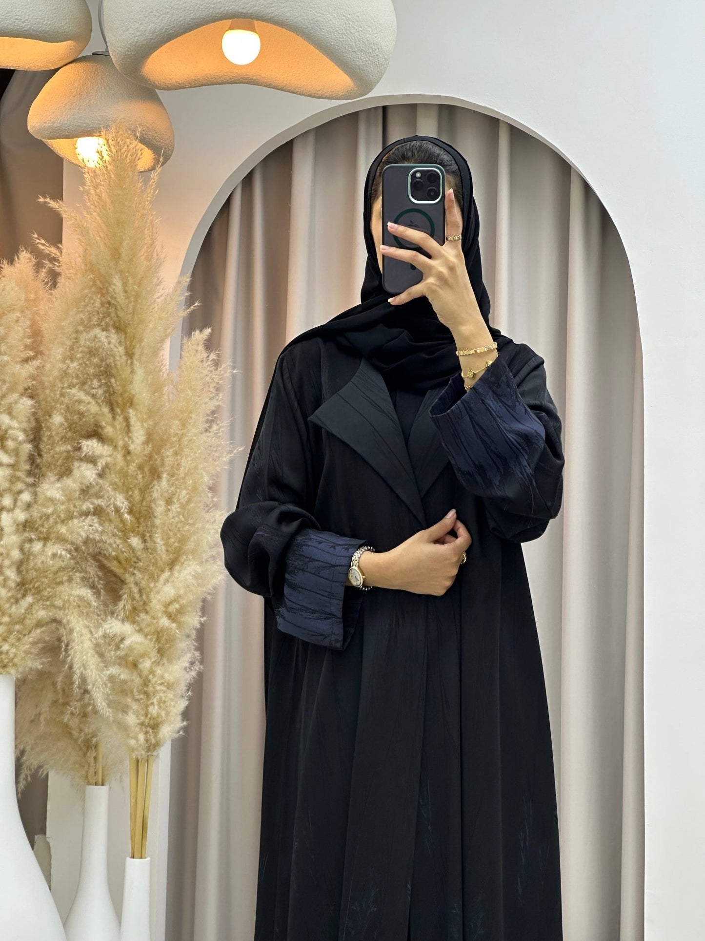 C 0590 - 01 Blue Black Coat Abaya