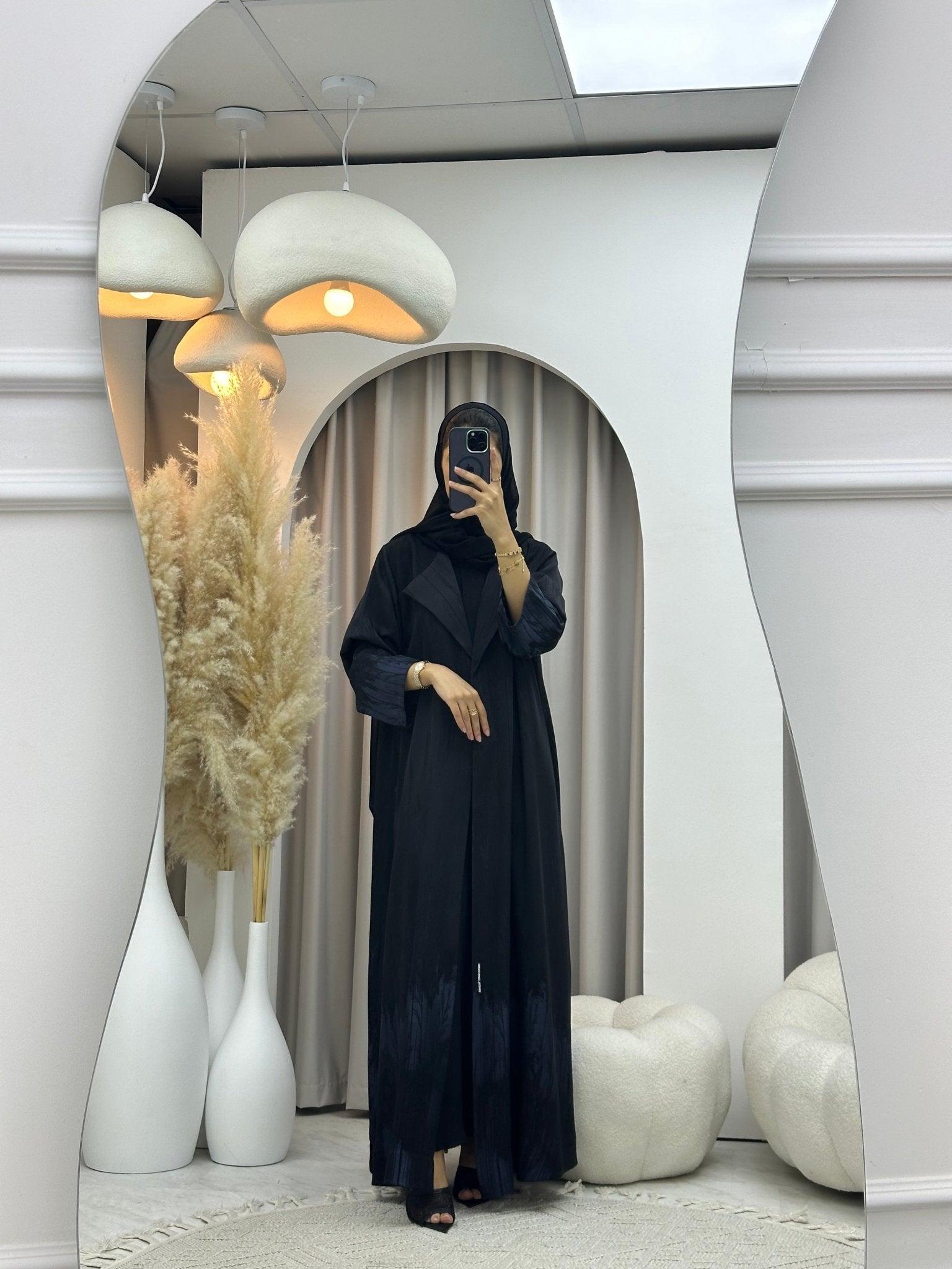 C 0590 - 01 Blue Black Coat Abaya