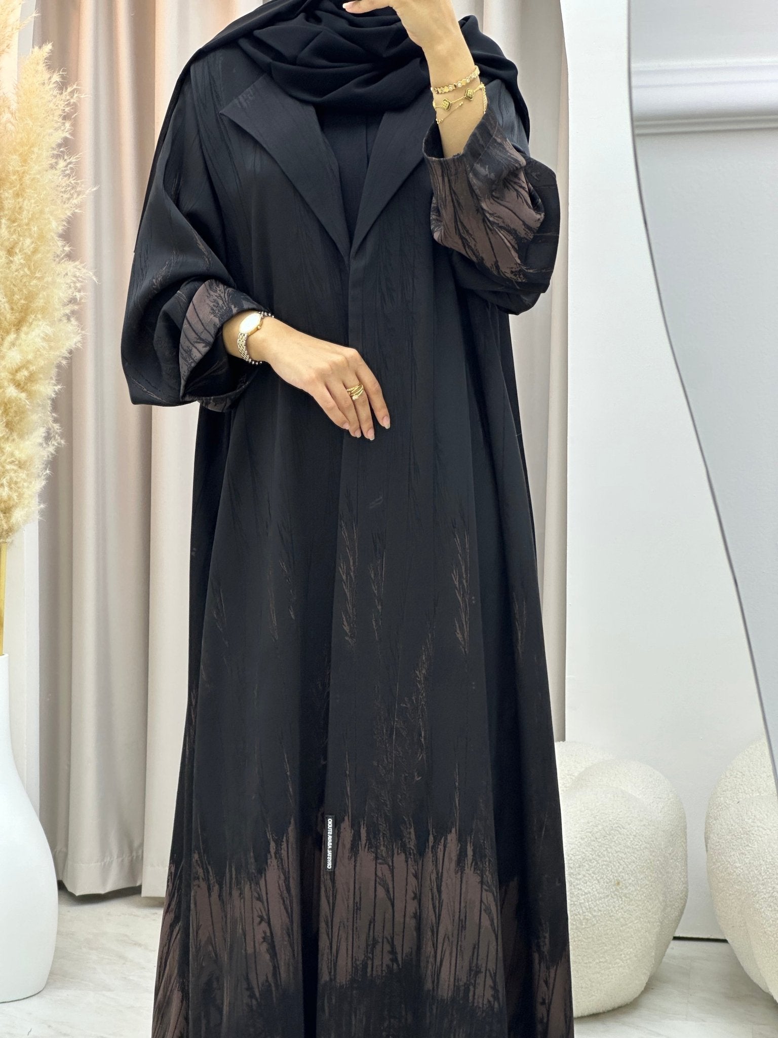 C 0590 - 03 Gold Black Coat Abaya