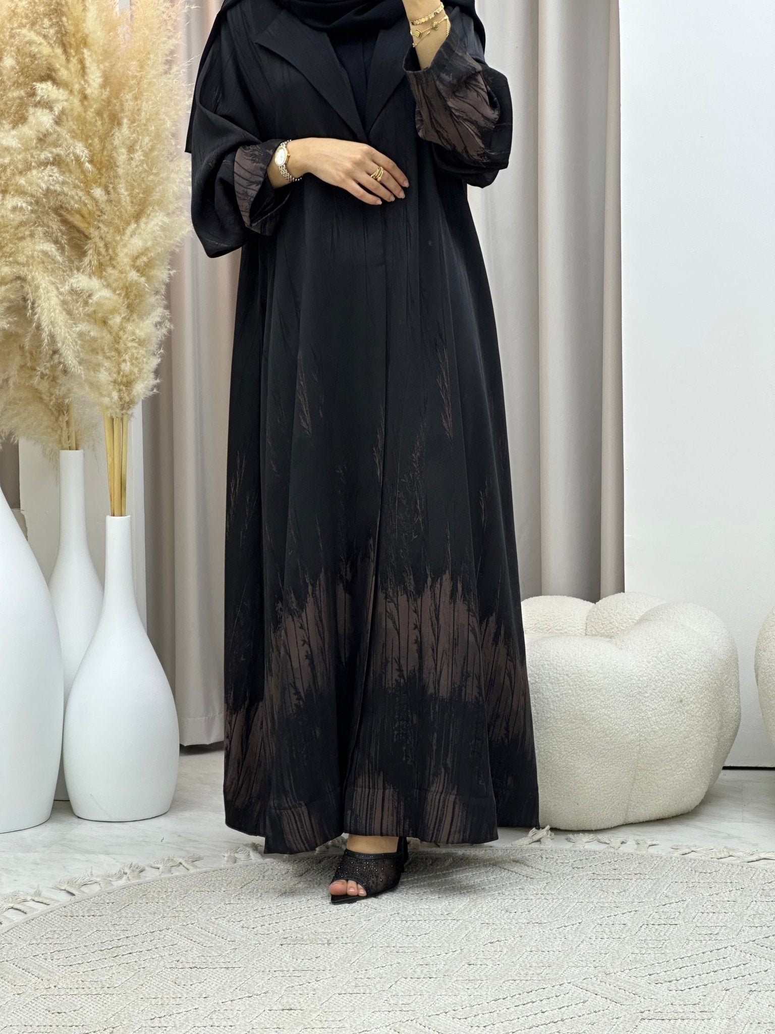 C 0590 - 03 Gold Black Coat Abaya