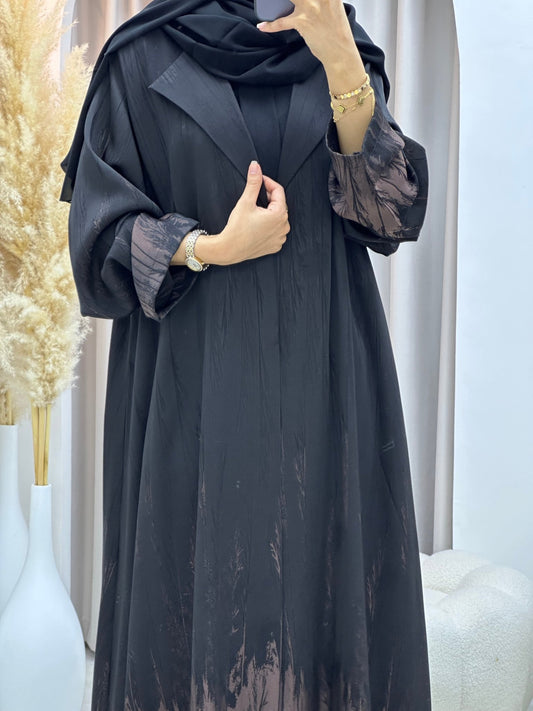 C 0590 - 03 Gold Black Coat Abaya