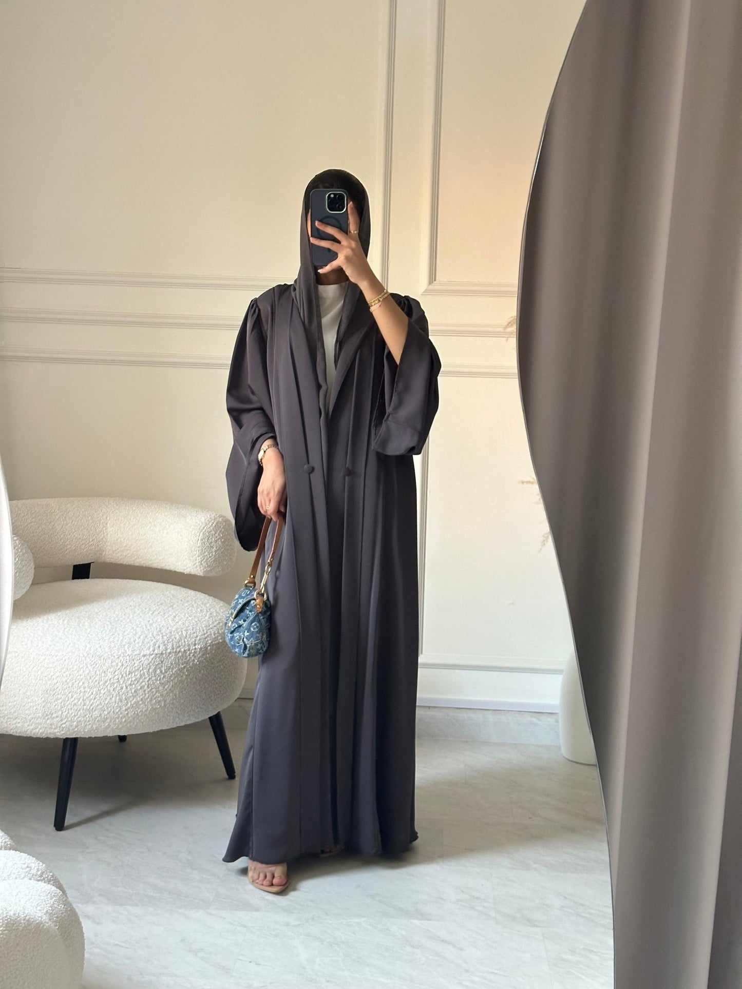 C 0604 - 01 Grey Nada Abaya